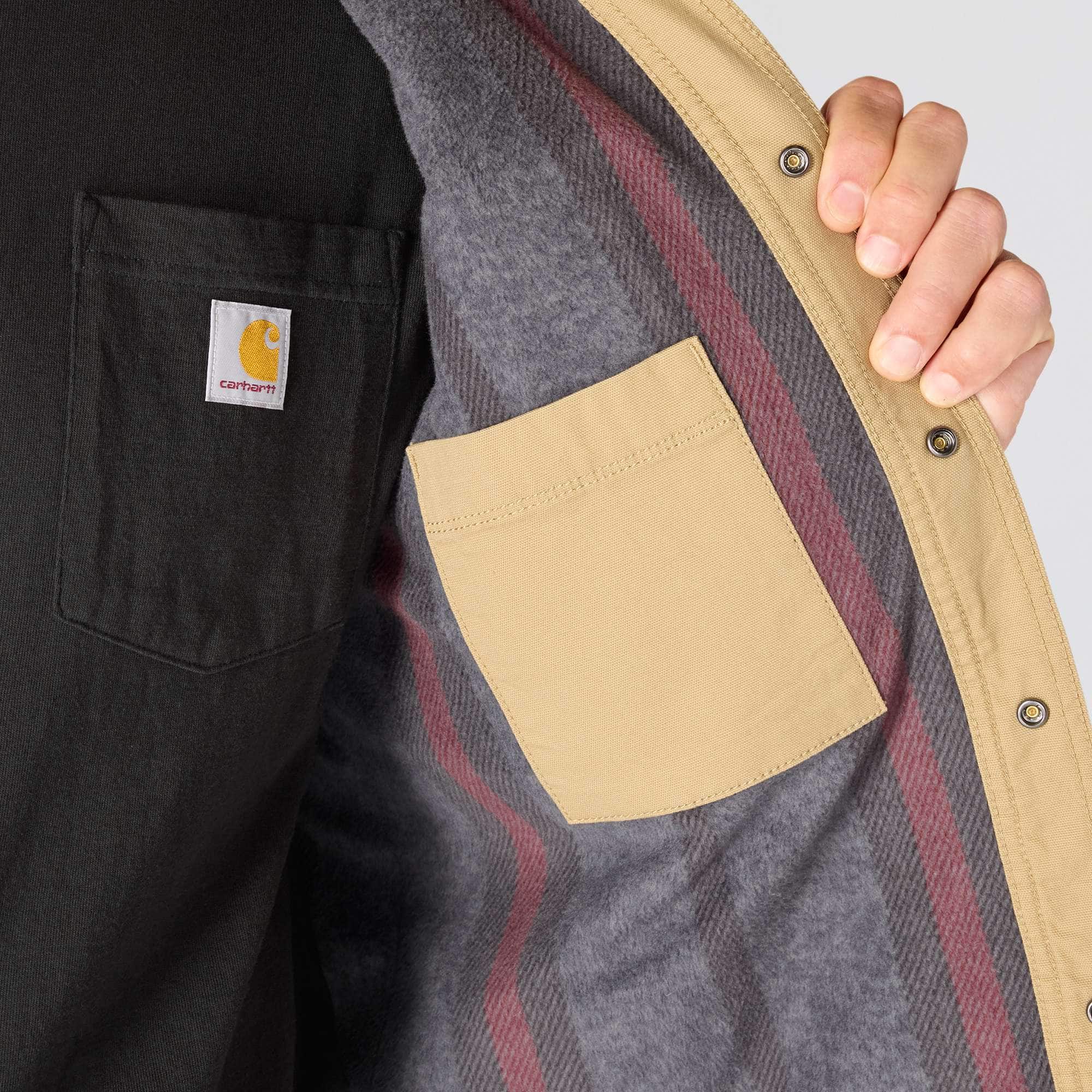 Rugged Flex® Relaxed Fit Canvas Fleece-Lined Snap-Front Shirt Jac