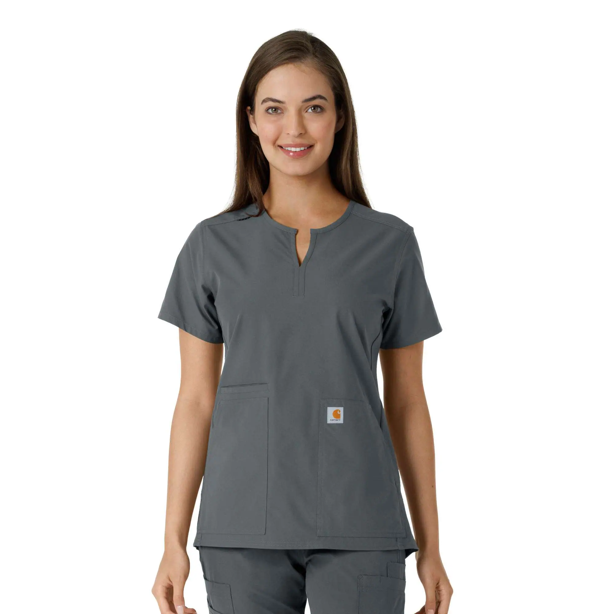 Women's Force Essentials Notch Neck Tunic Knit Panel Scrub Top