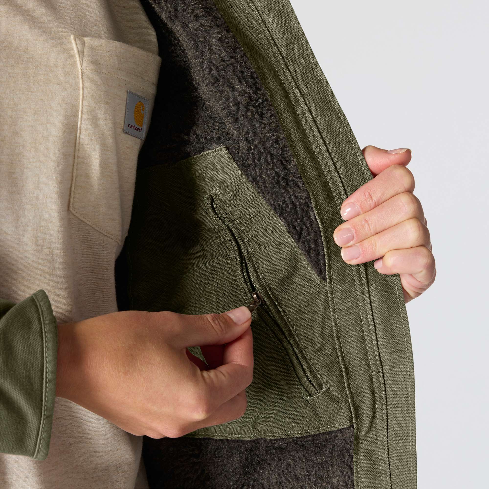 Women's Sherpa Lined Jacket - Loose Fit - Washed Duck - 3 Warmest Rating