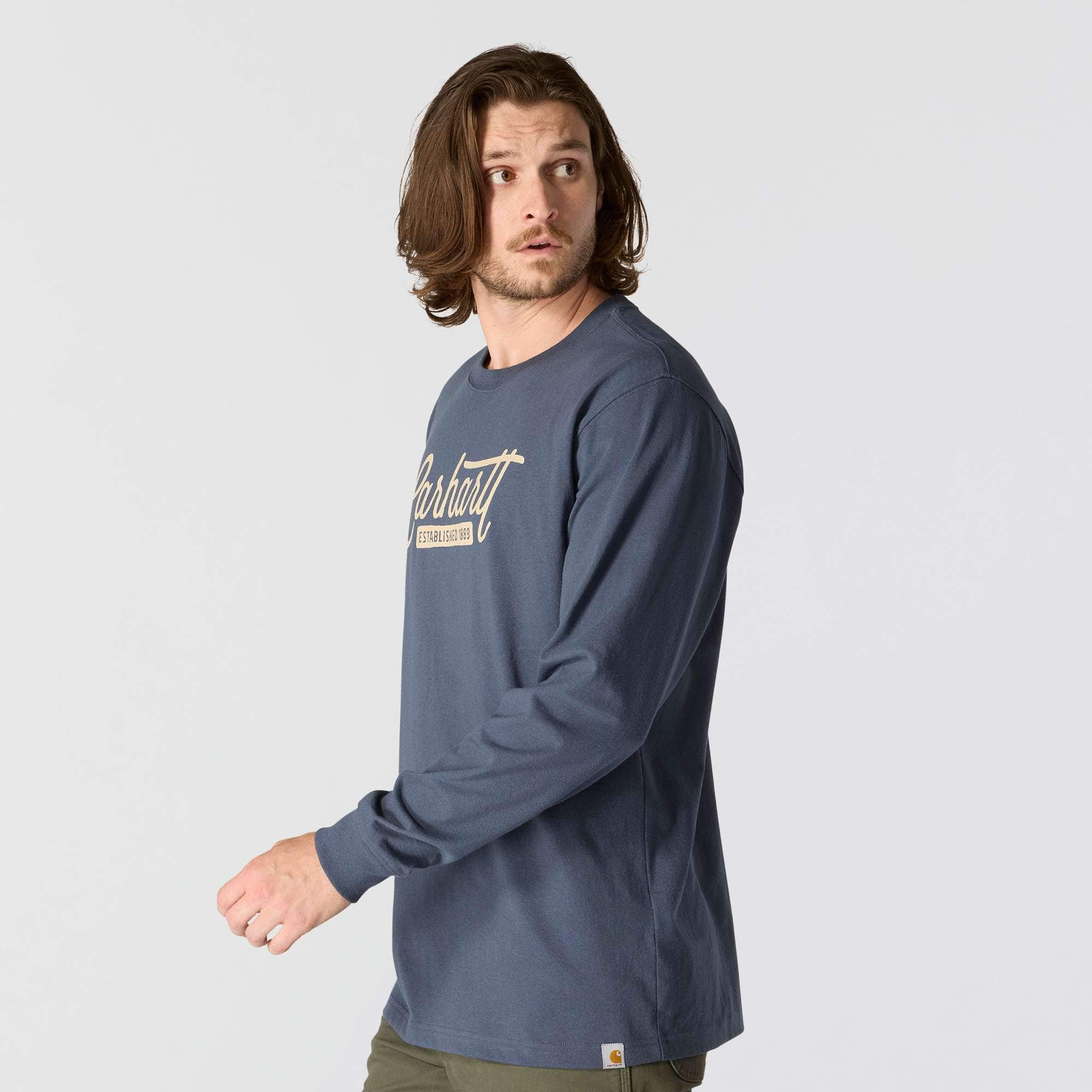 Loose Fit Heavyweight Long-Sleeve Script Graphic T-Shirt