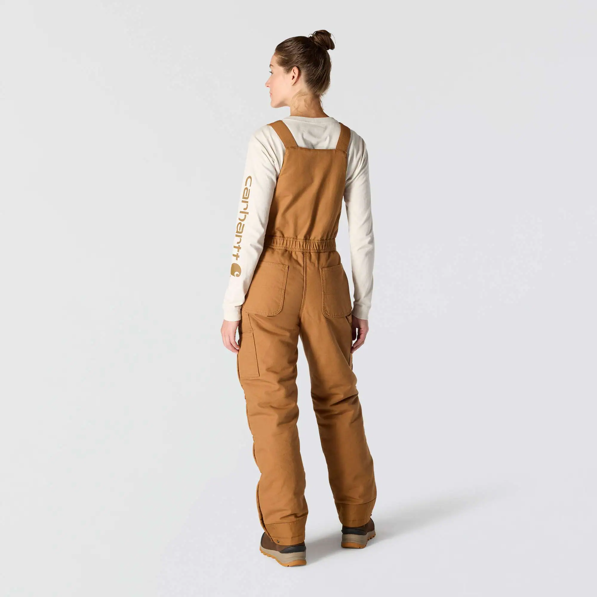 Women's Insulated Bib Overalls - Loose Fit - Washed Duck - 4 Extreme Warmth