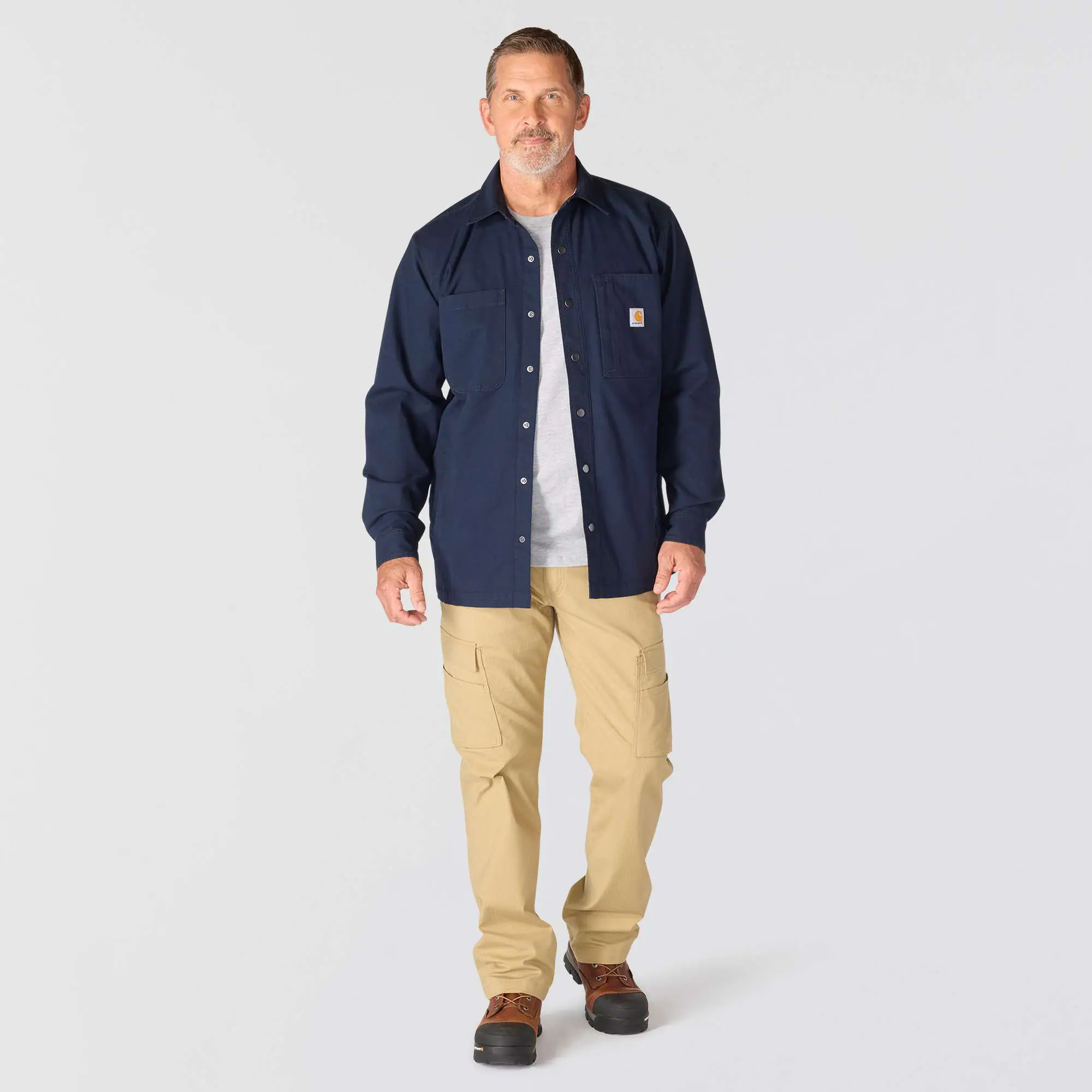 Rugged Flex® Relaxed Fit Canvas Fleece-Lined Snap-Front Shirt Jac