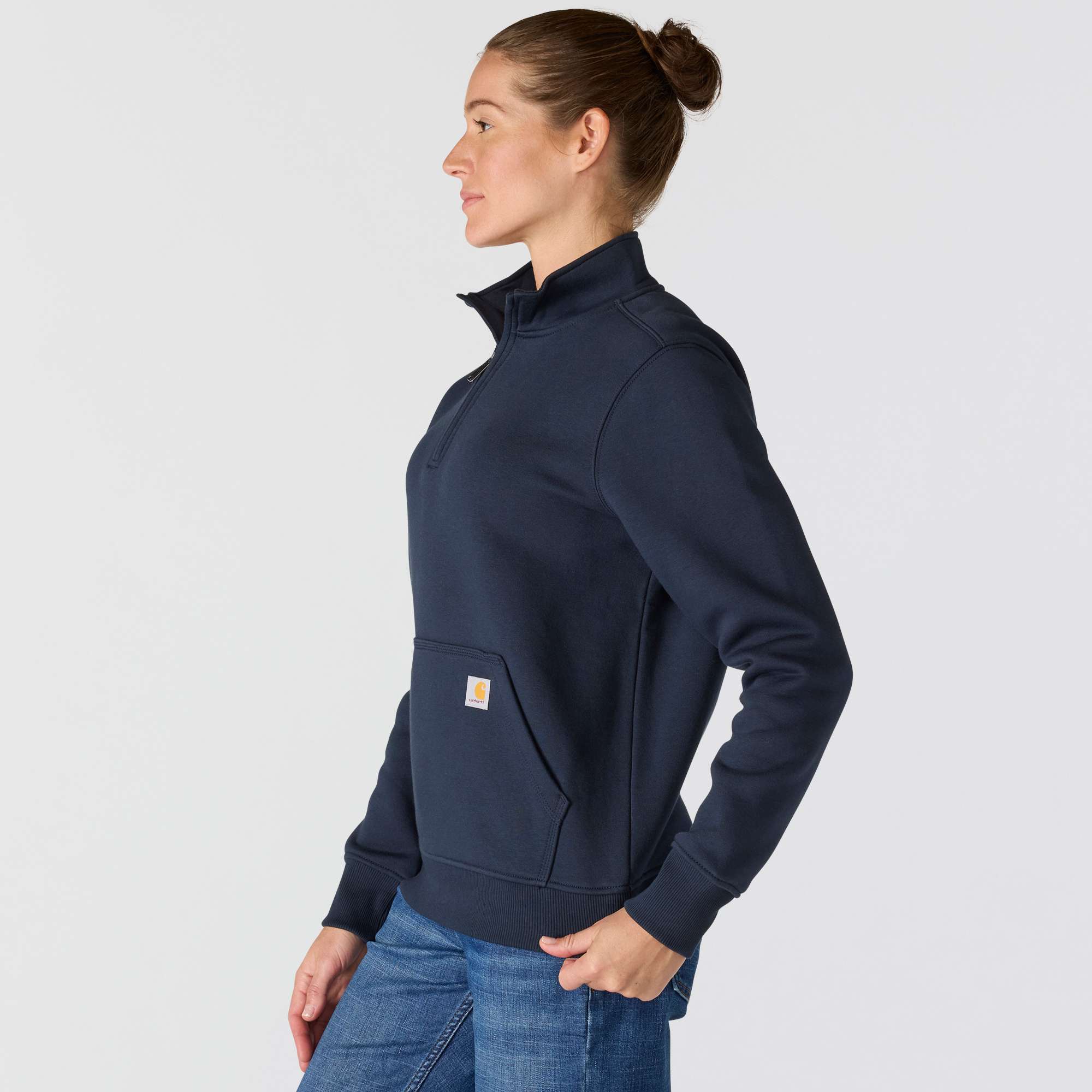 Women's Relaxed Fit Midweight Quarter-Zip Mock-Neck Sweatshirt