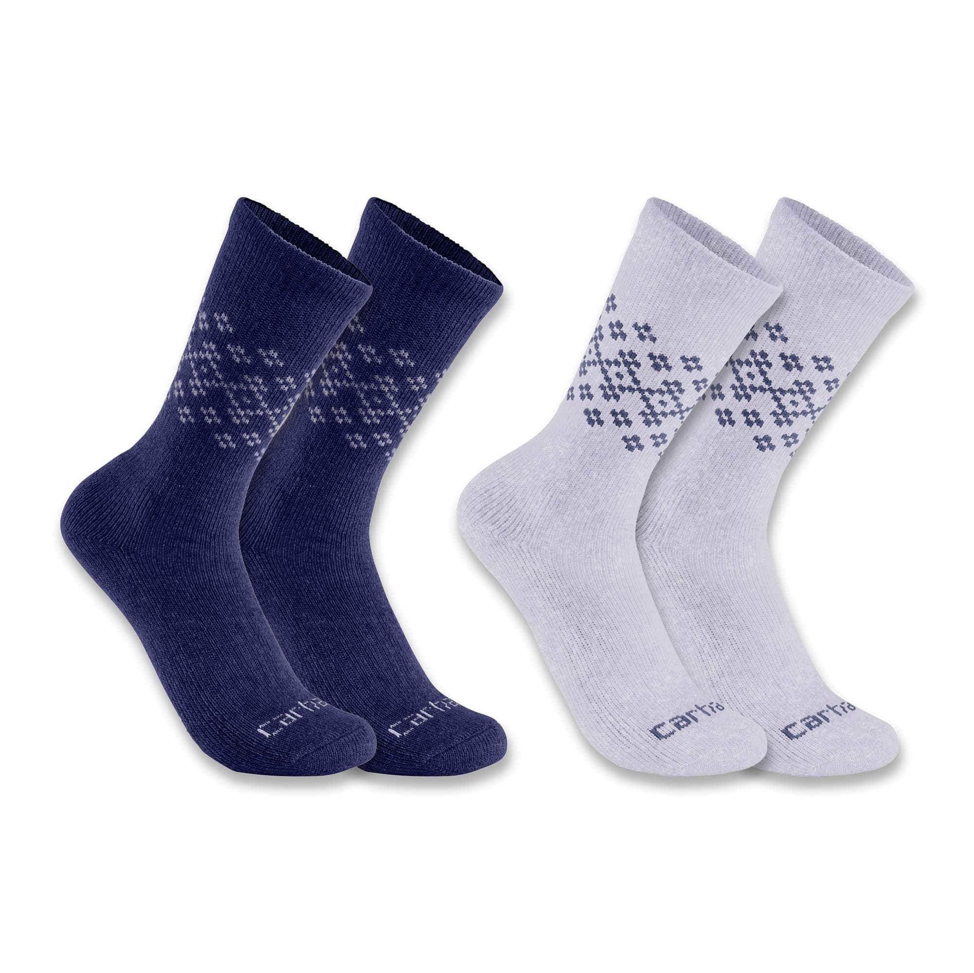Women's Midweight Synthetic-Wool Blend Fairisle Crew Sock 2-Pack