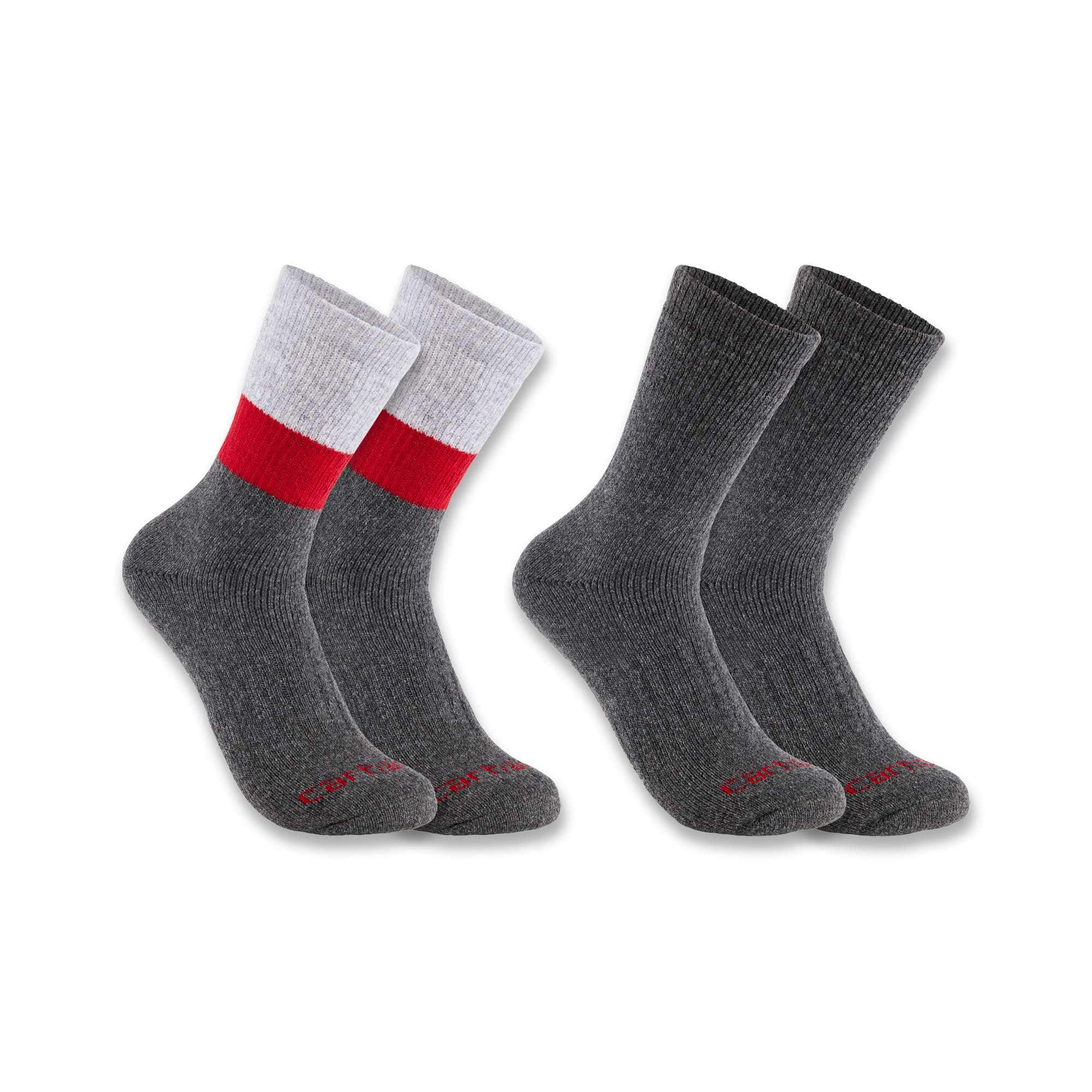 Midweight Synthetic-Wool Blend Colorblock Crew Sock 2-Pack