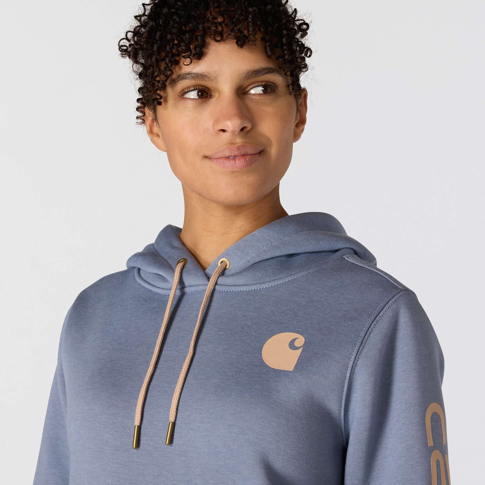 Women's Relaxed Fit Midweight Logo Sleeve Graphic Hoodie