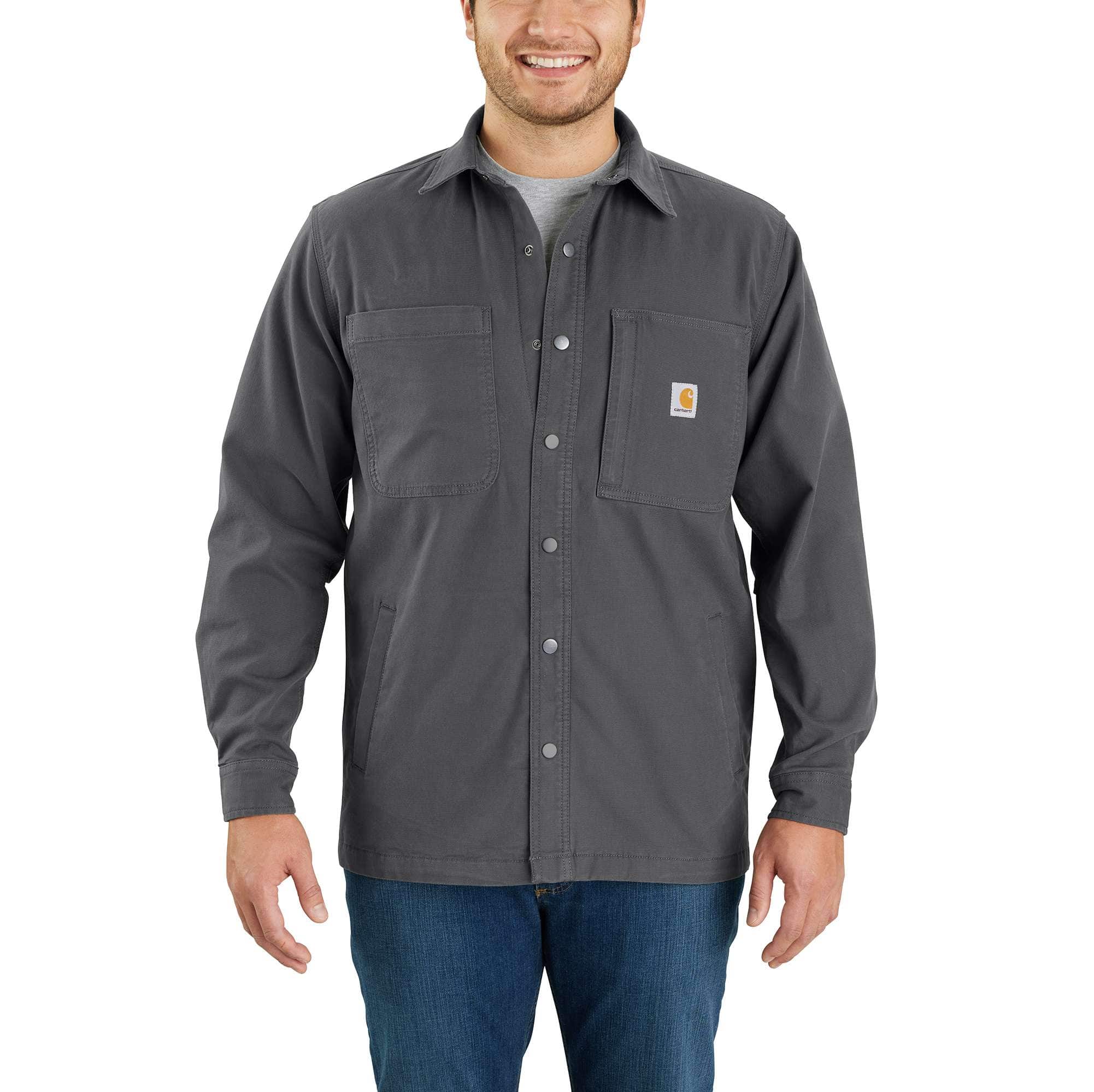 Rugged Flex® Relaxed Fit Canvas Fleece-Lined Snap-Front Shirt Jac