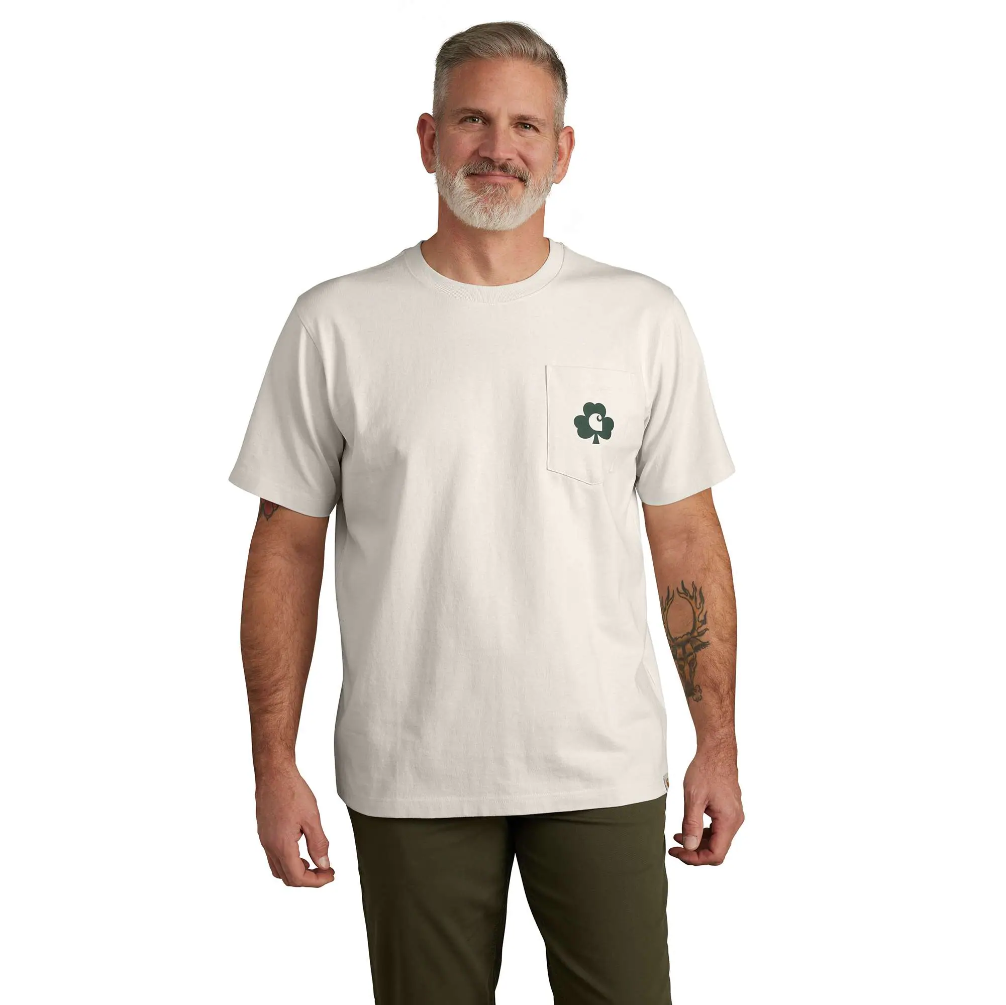 Relaxed Fit Heavyweight Short-Sleeve Pocket Shamrock Graphic T-Shirt