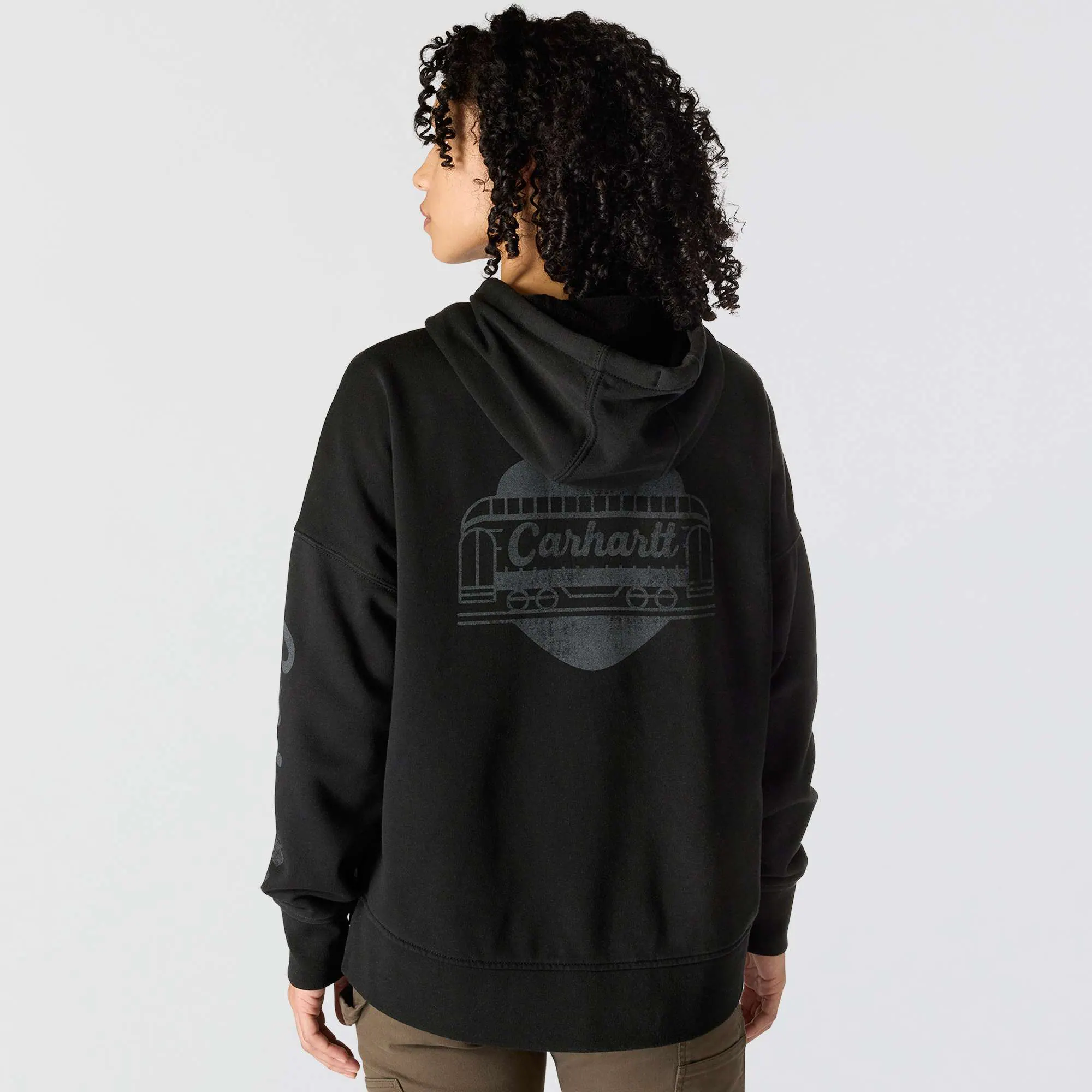 Women's Oversized-Fit Midweight Hooded Heart Graphic Sweatshirt