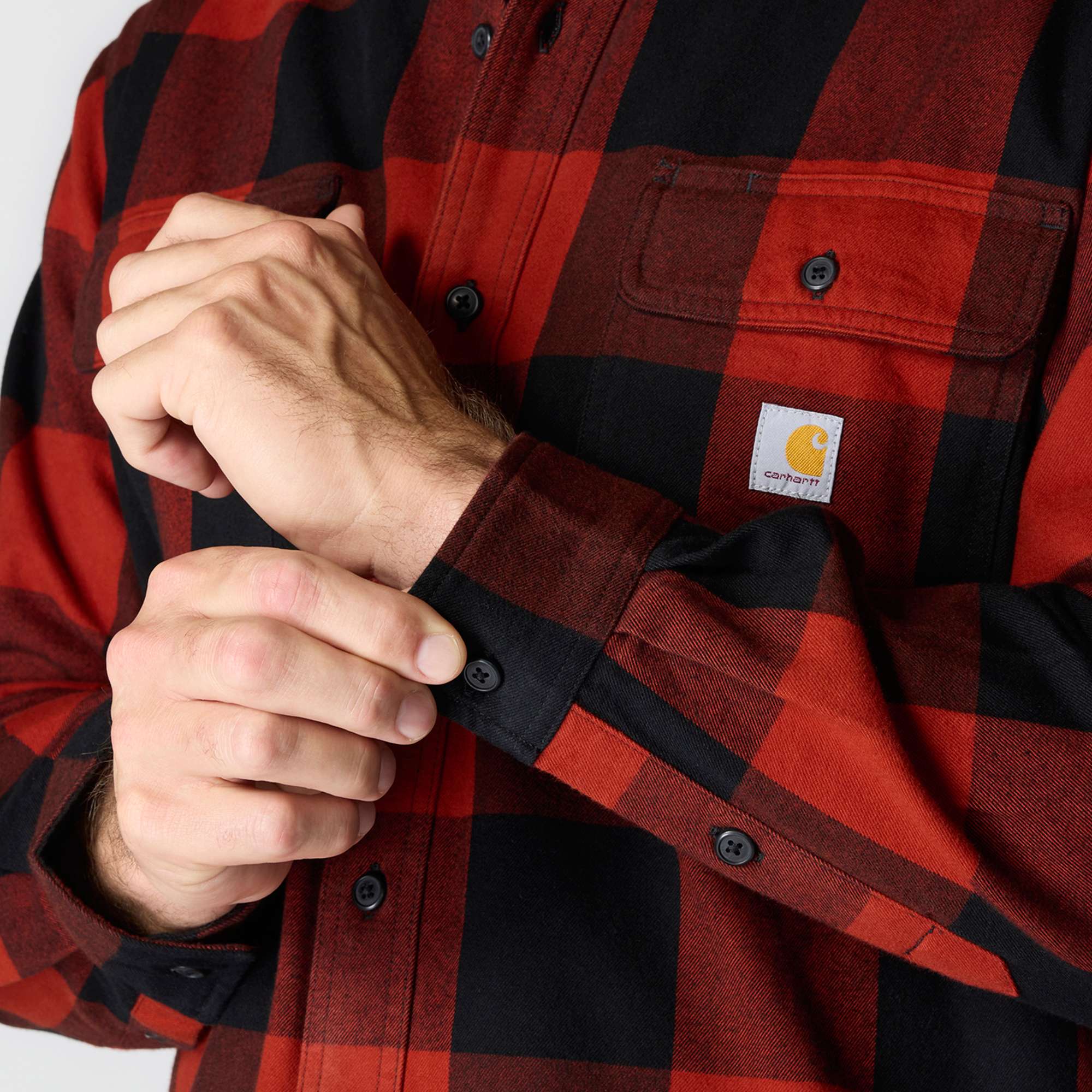 Loose Fit Heavyweight Flannel Long-Sleeve Plaid Shirt