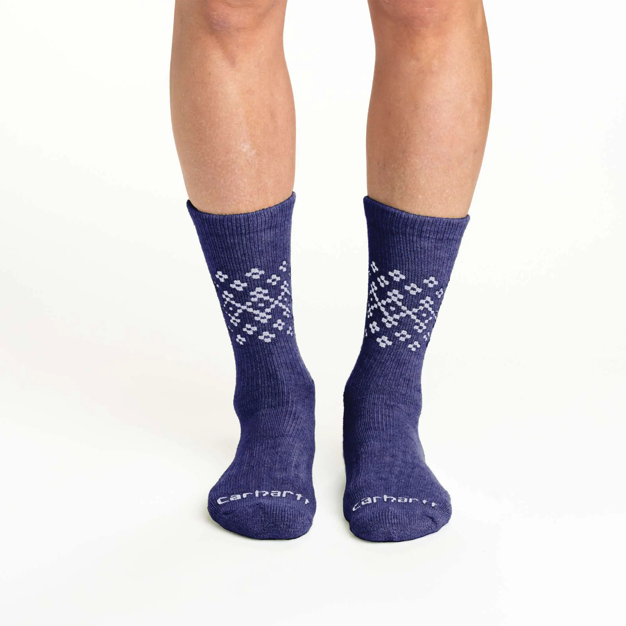 Women's Midweight Synthetic-Wool Blend Fairisle Crew Sock 2-Pack
