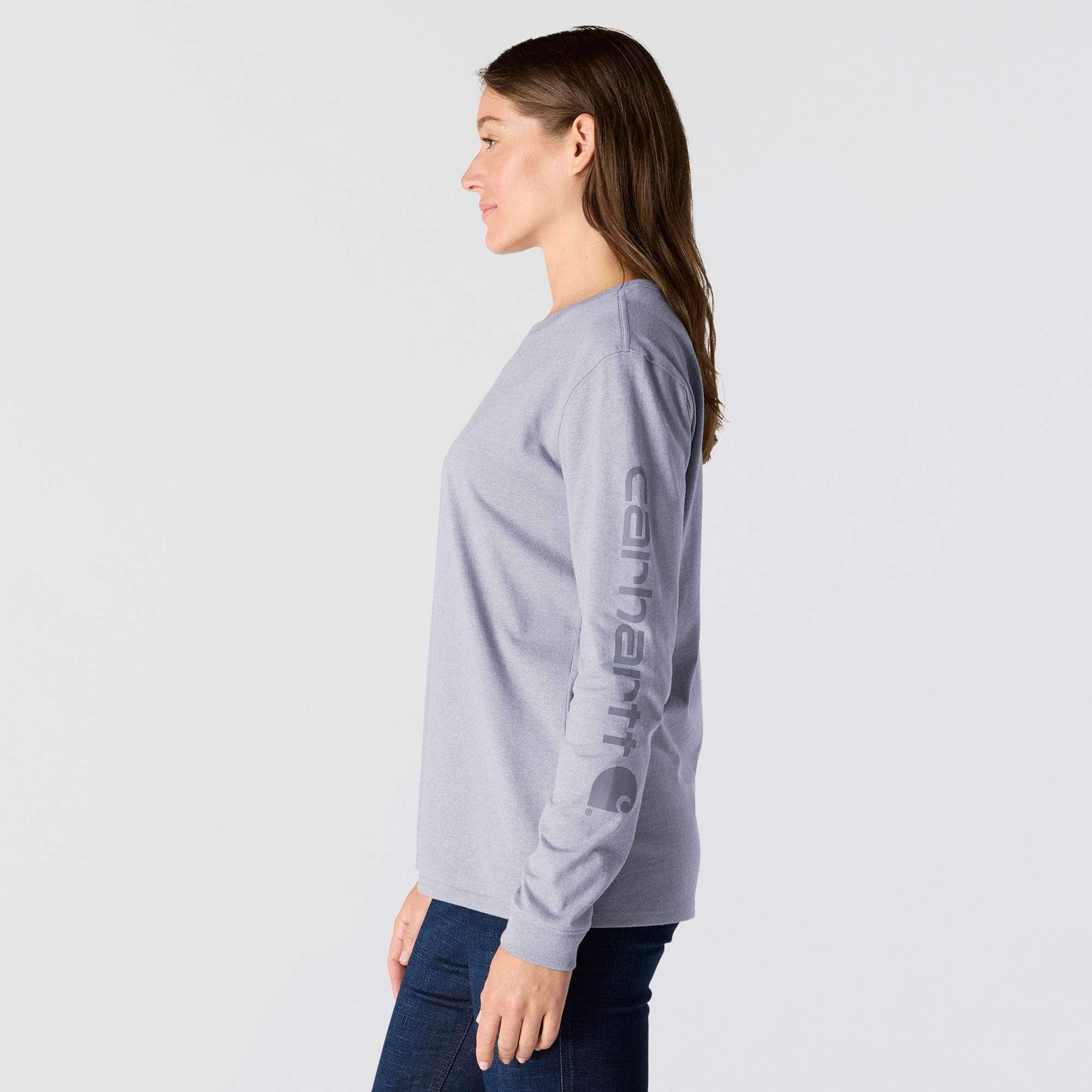 Women's Loose Fit Heavyweight Long-Sleeve Logo Sleeve Graphic T-Shirt