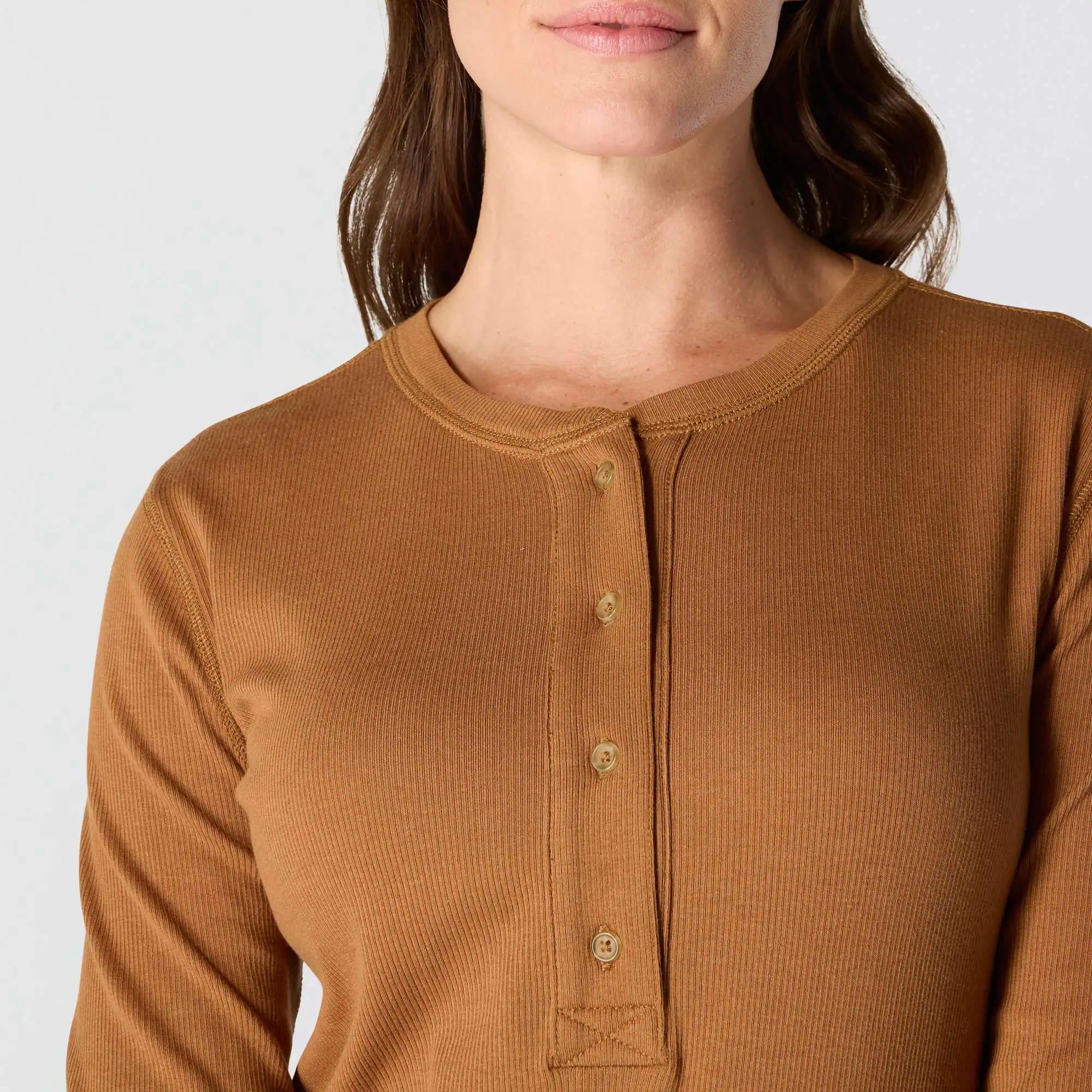 Women's TENCEL™ Fiber Series Relaxed Fit Long-Sleeve Ribbed Henley Shirt