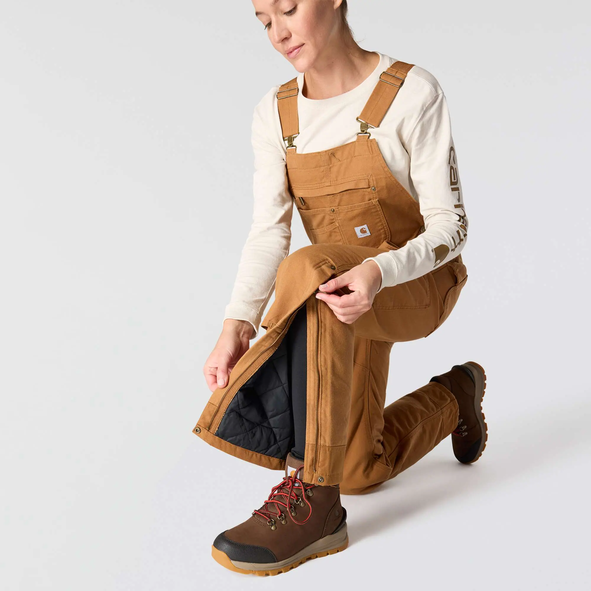 Women's Insulated Bibs - Relaxed Fit - Washed Duck - 3 Warmest Rating