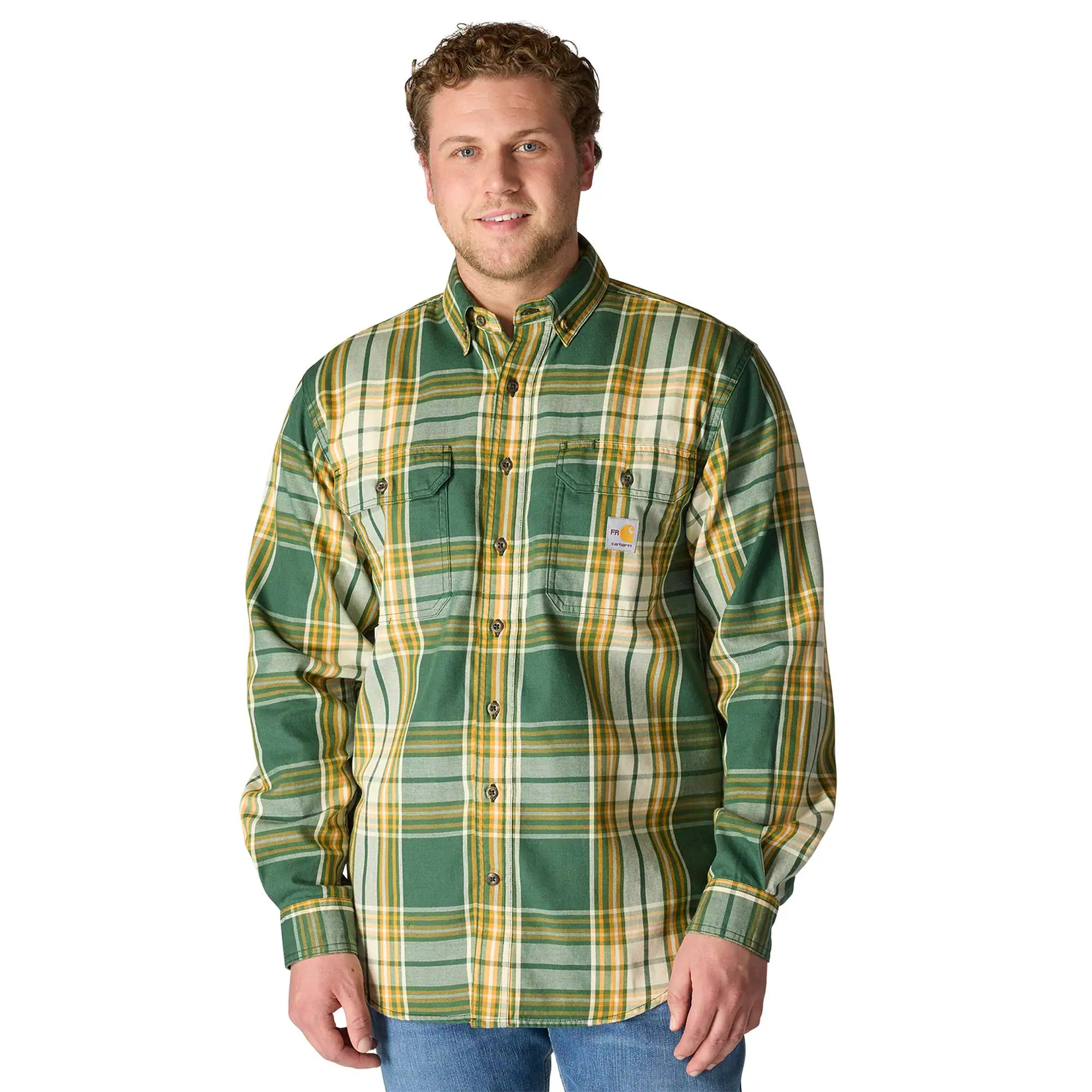 Flame Resistant Force Rugged Flex® Loose Fit Twill Long-Sleeve Plaid Shirt