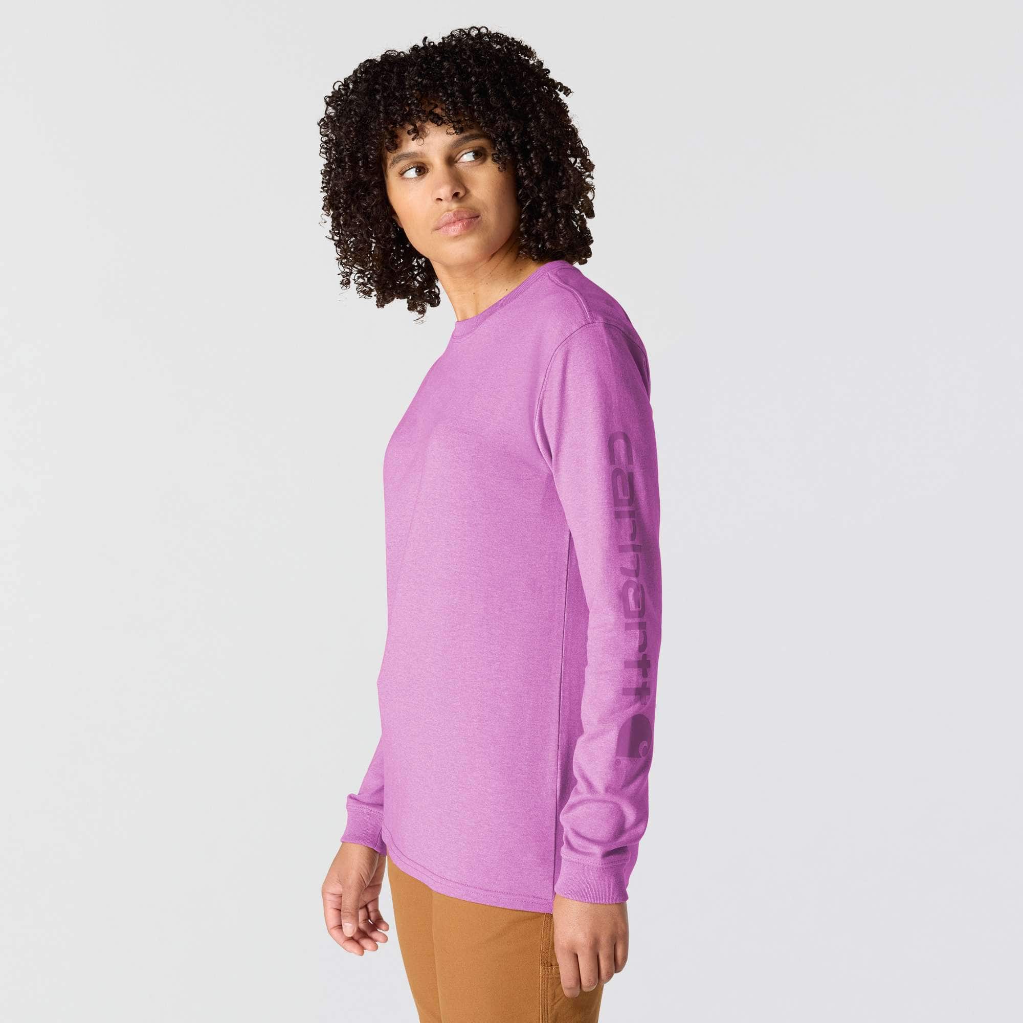 Women's Loose Fit Heavyweight Long-Sleeve Logo Sleeve Graphic T-Shirt