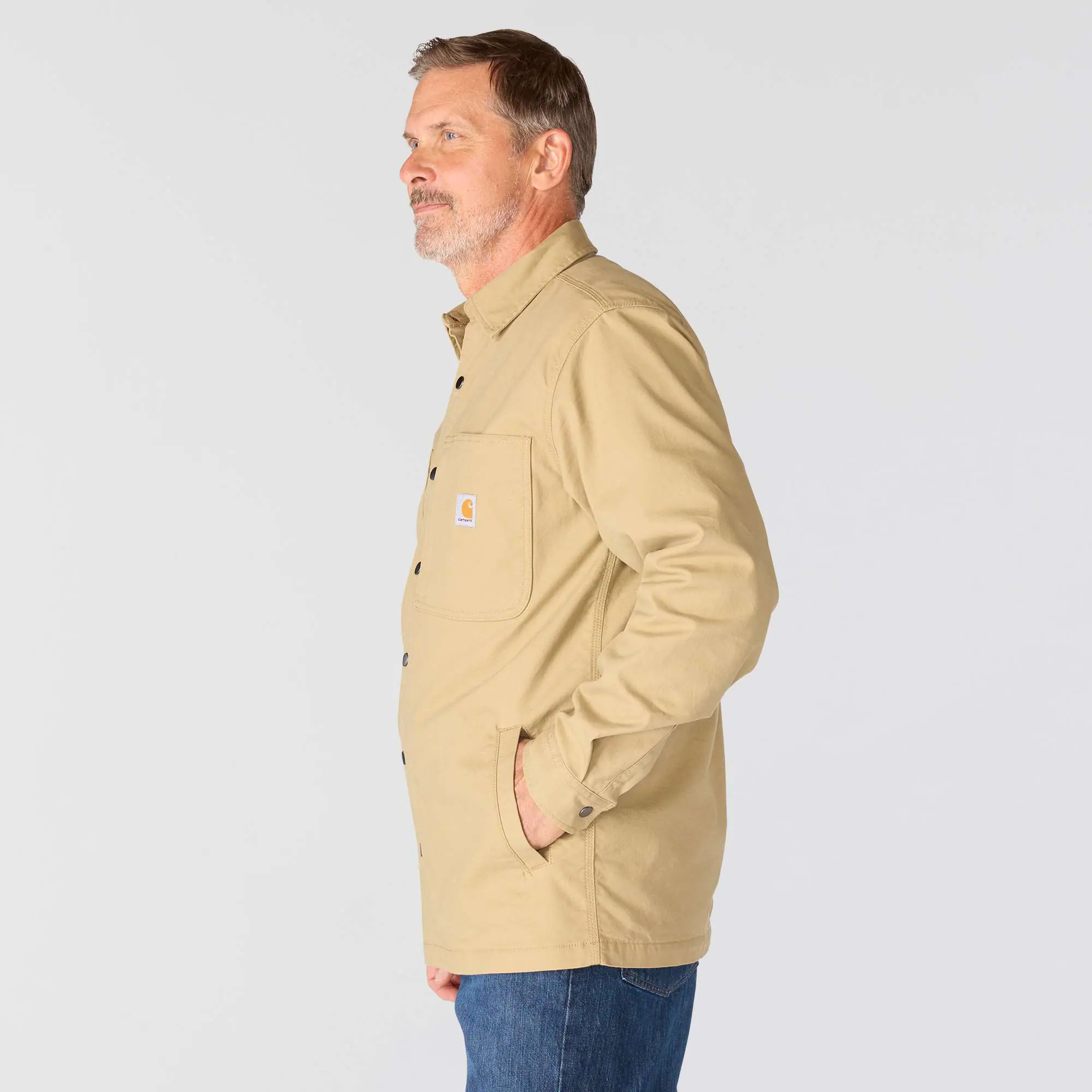 Rugged Flex® Relaxed Fit Canvas Fleece-Lined Snap-Front Shirt Jac