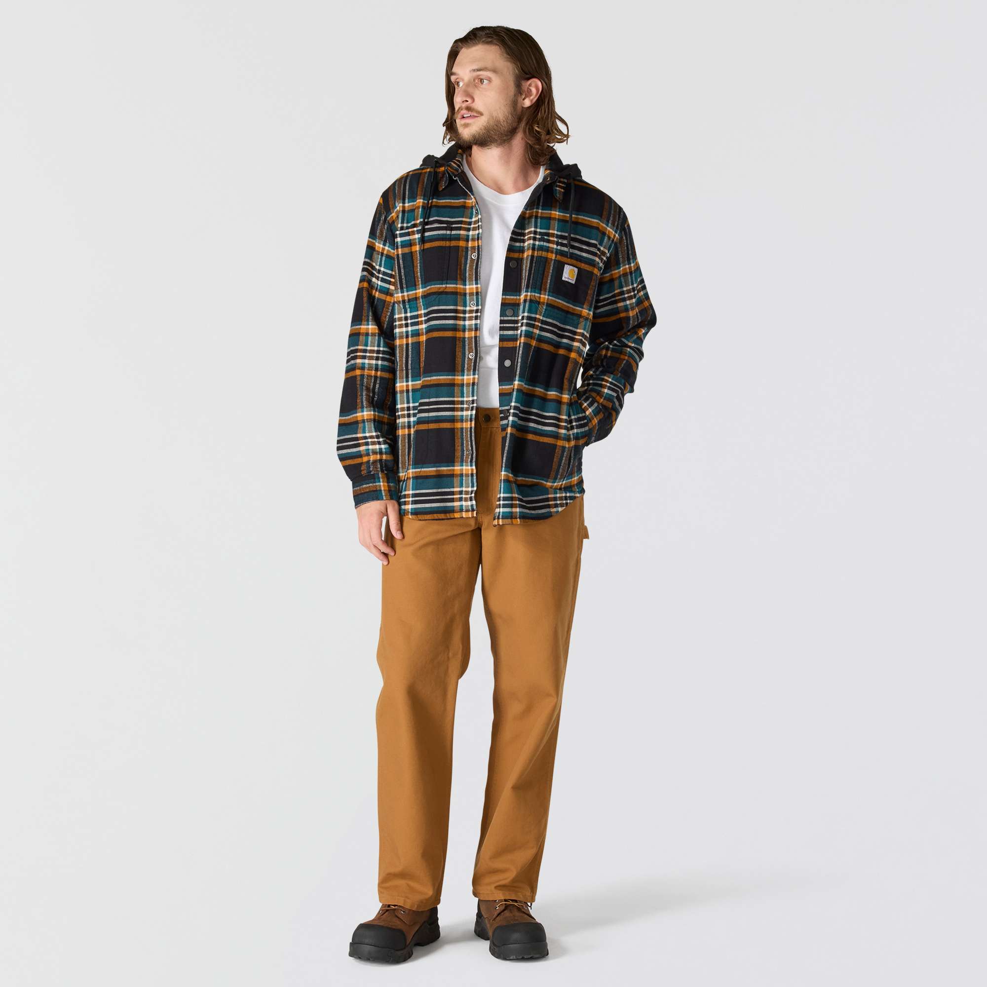 Rugged Flex® Relaxed Fit Flannel Fleece Lined Hooded Shirt Jac