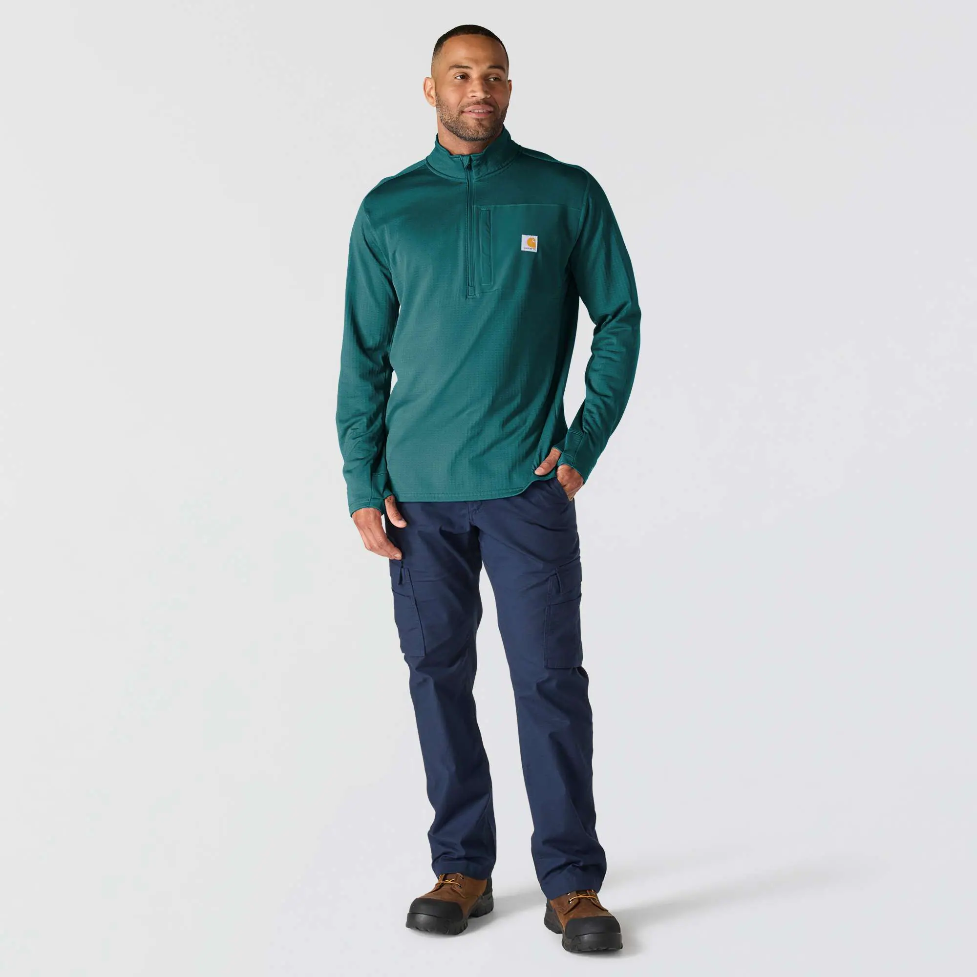 Carhartt Force® Relaxed Fit Mock Neck Half-Zip Fleece-Lined Shirt