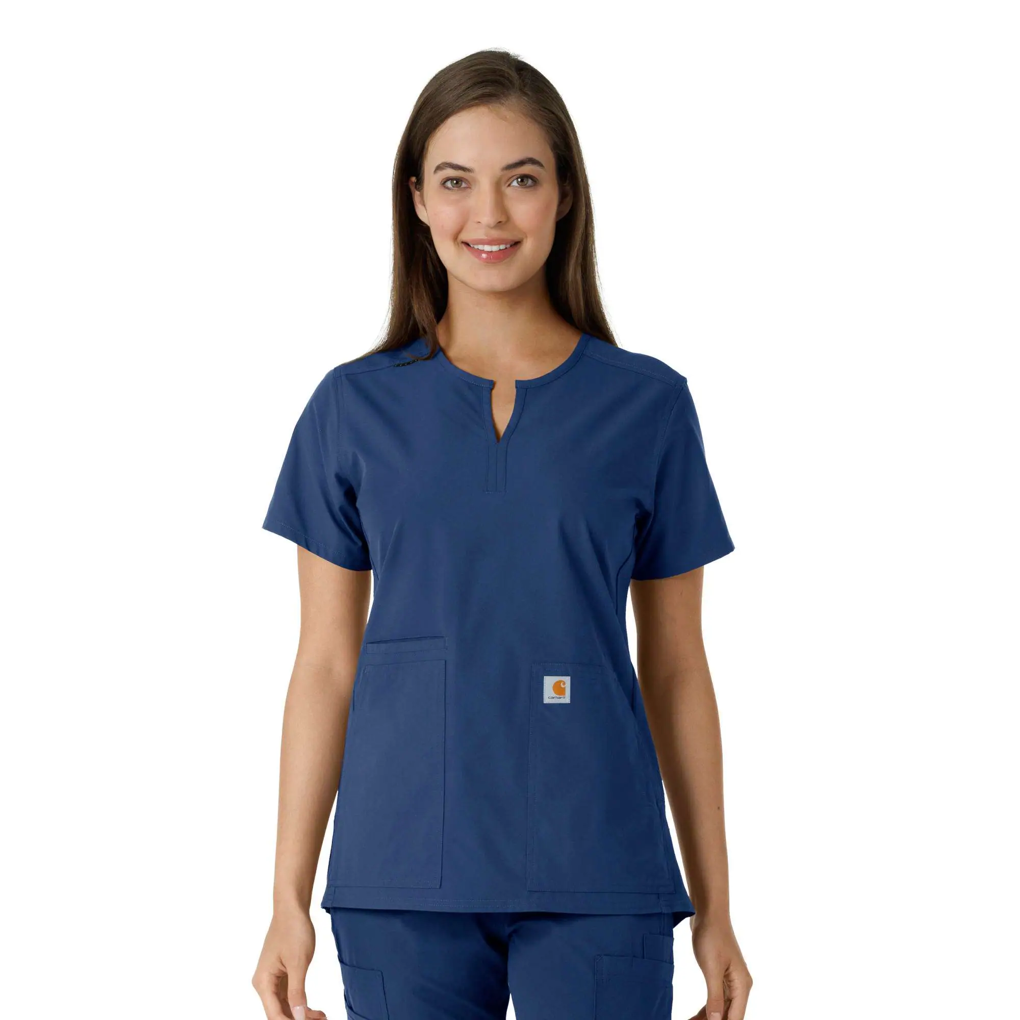 Women's Force Essentials Notch Neck Tunic Knit Panel Scrub Top
