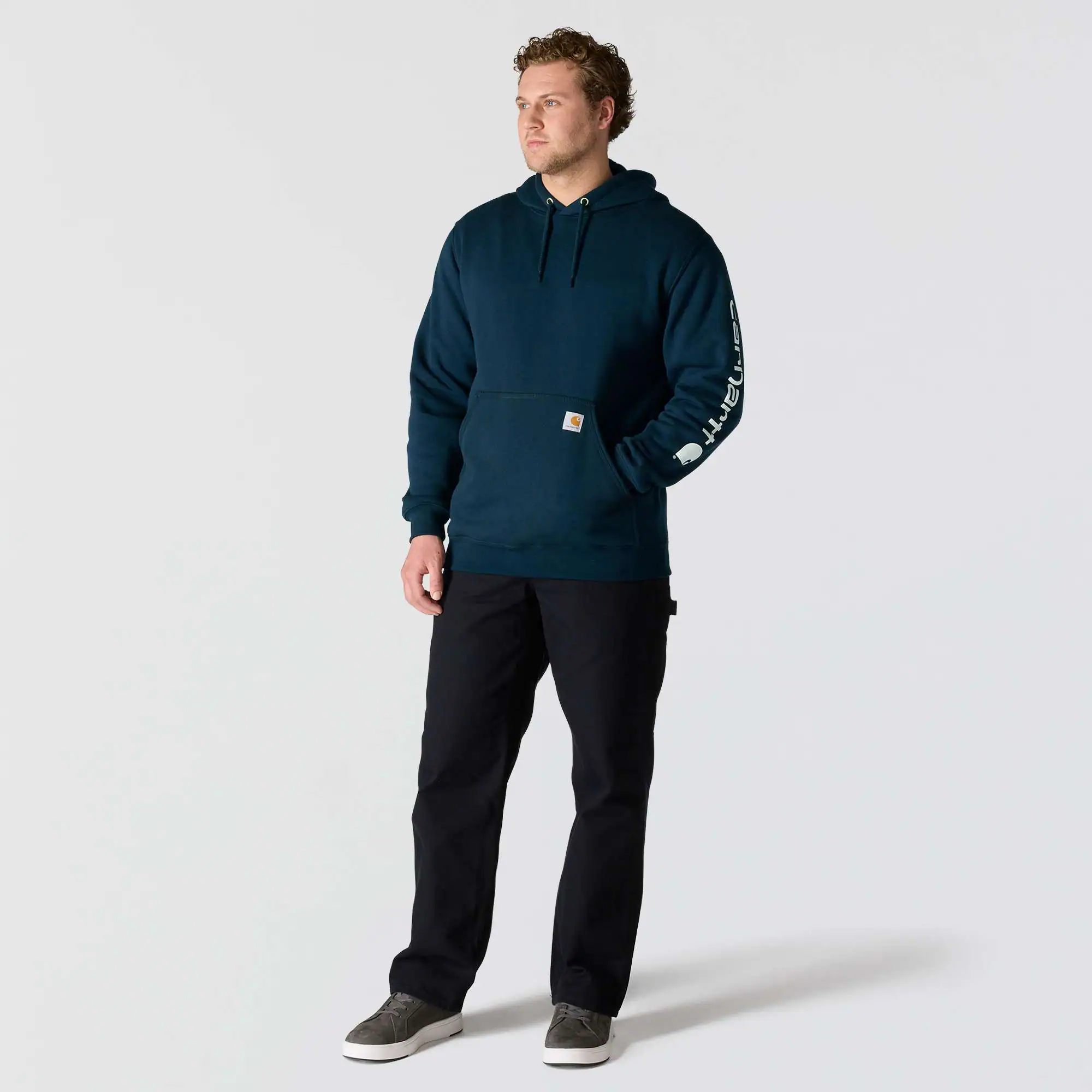 Loose Fit Midweight Logo Sleeve Graphic Hoodie