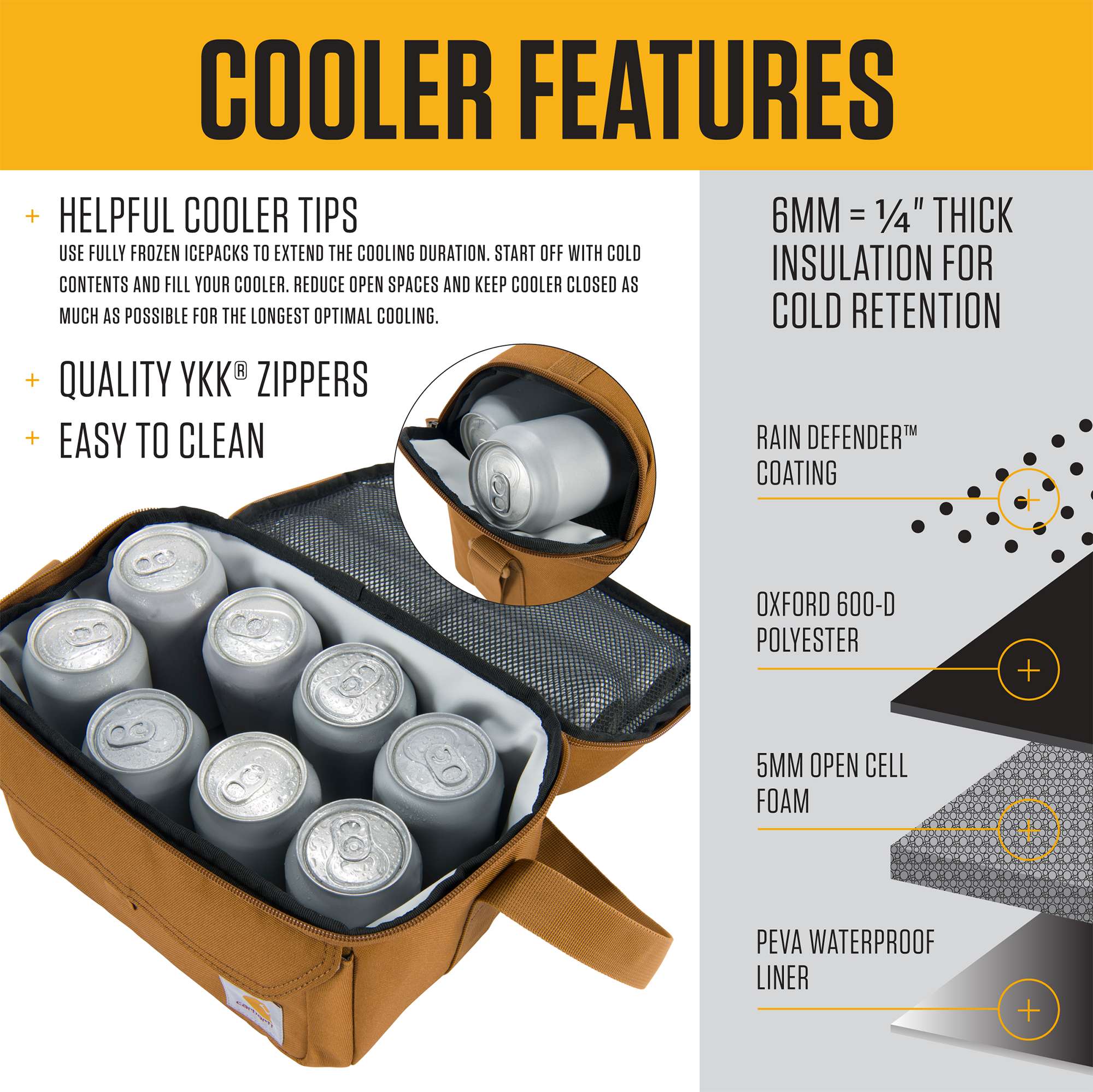 Insulated 12 Can Two Compartment Lunch Cooler