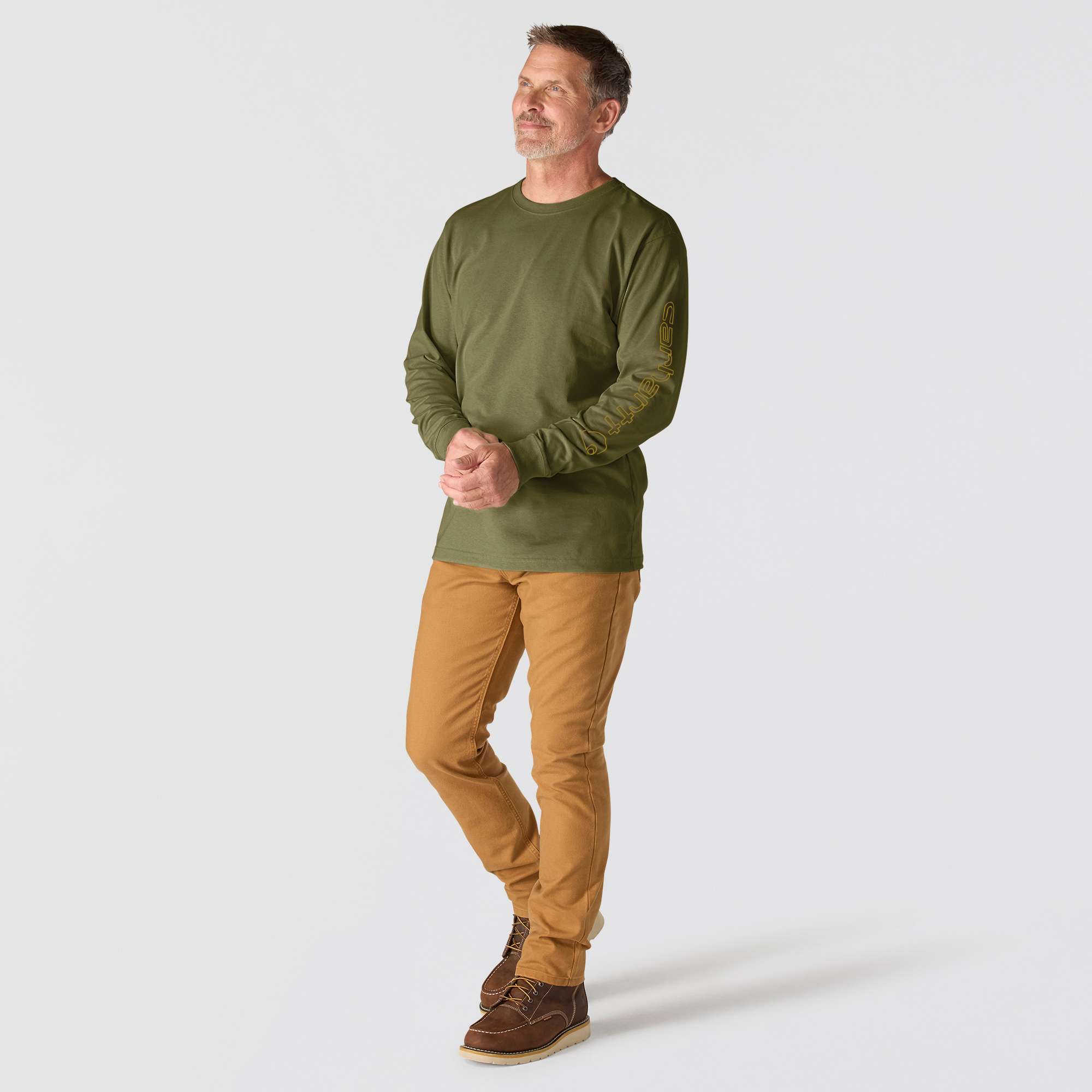 Loose Fit Heavyweight Long-Sleeve Logo Sleeve Graphic T-Shirt