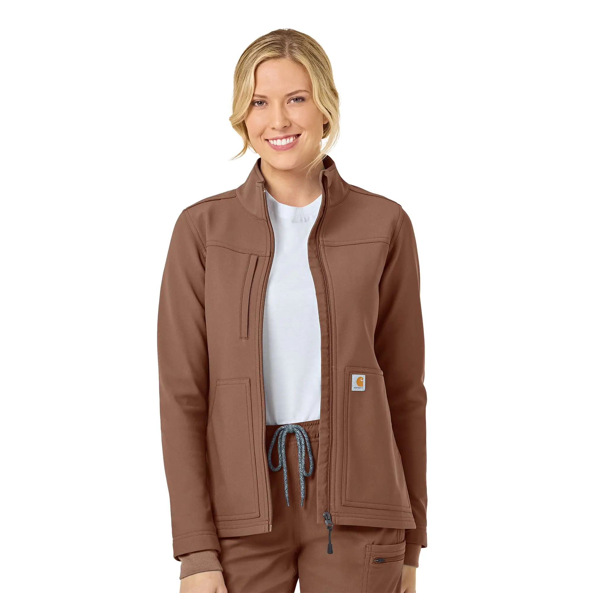 Women's Rugged Flex® Peak Bonded Fleece Scrub Jacket