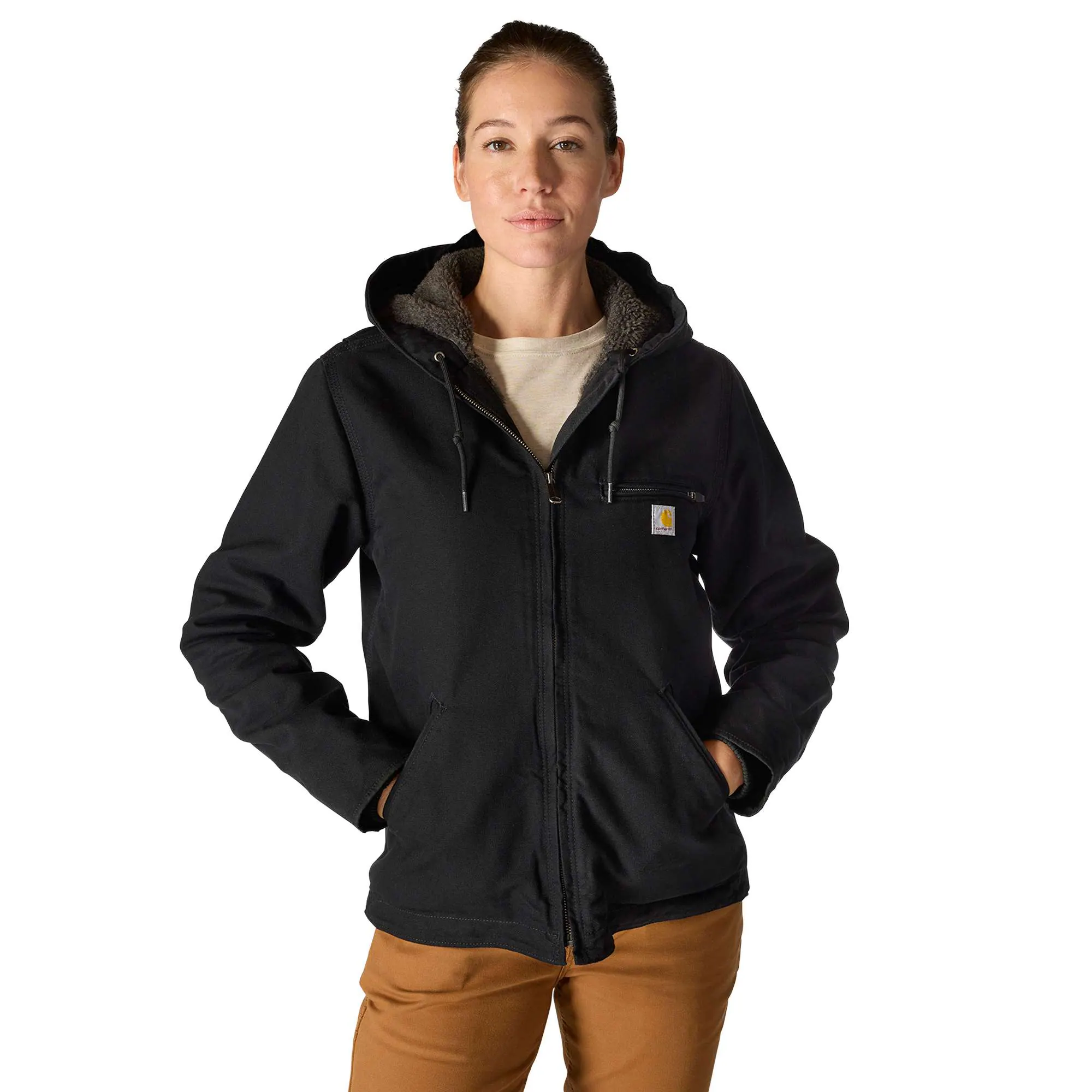 Women's Sherpa Lined Jacket - Loose Fit - Washed Duck - 3 Warmest Rating