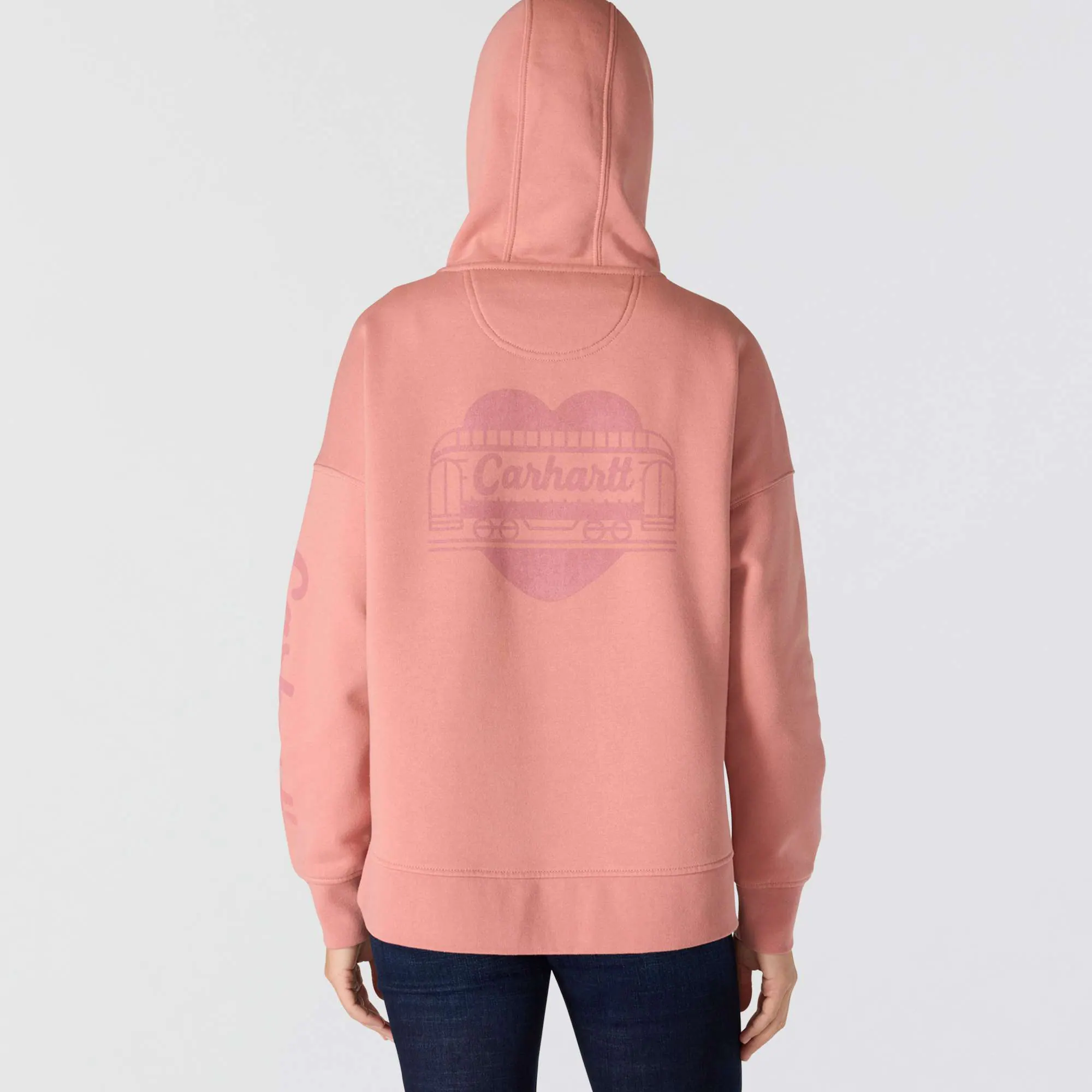 Women's Oversized-Fit Midweight Hooded Heart Graphic Sweatshirt