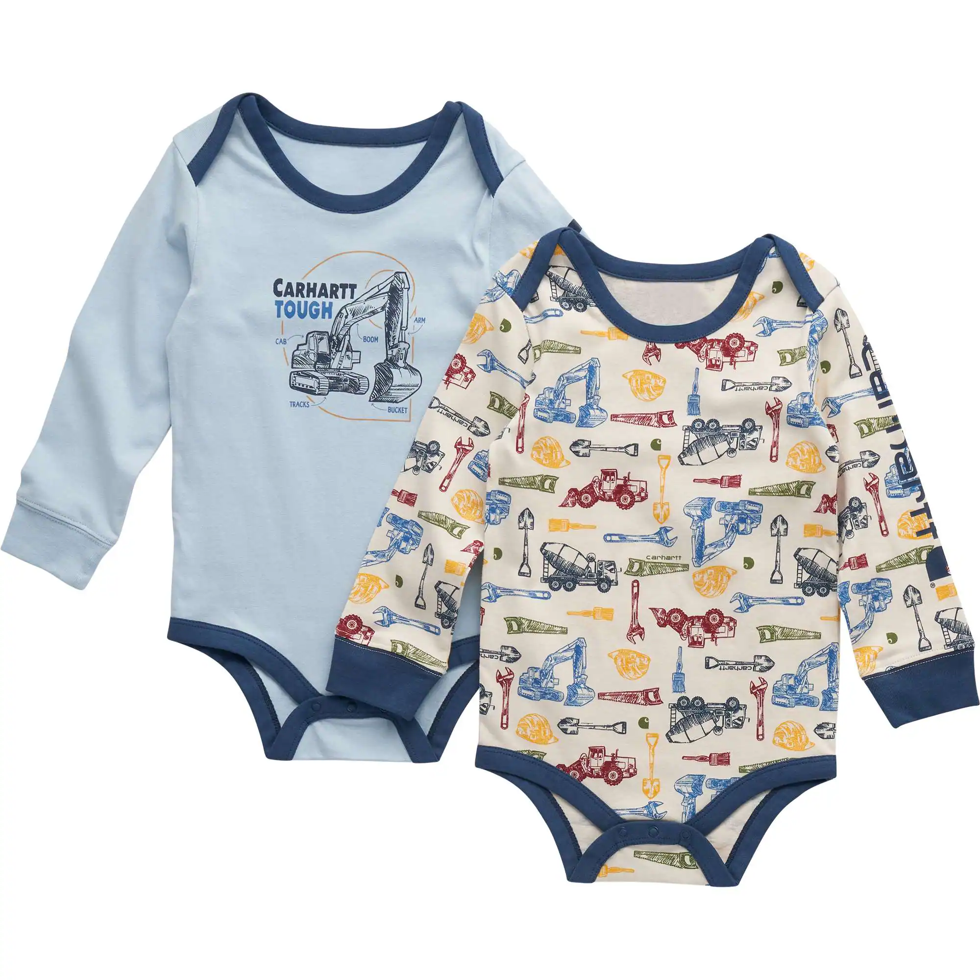 Boys' 2-Piece Long Sleeve Construction Bodysuit Set (Baby)