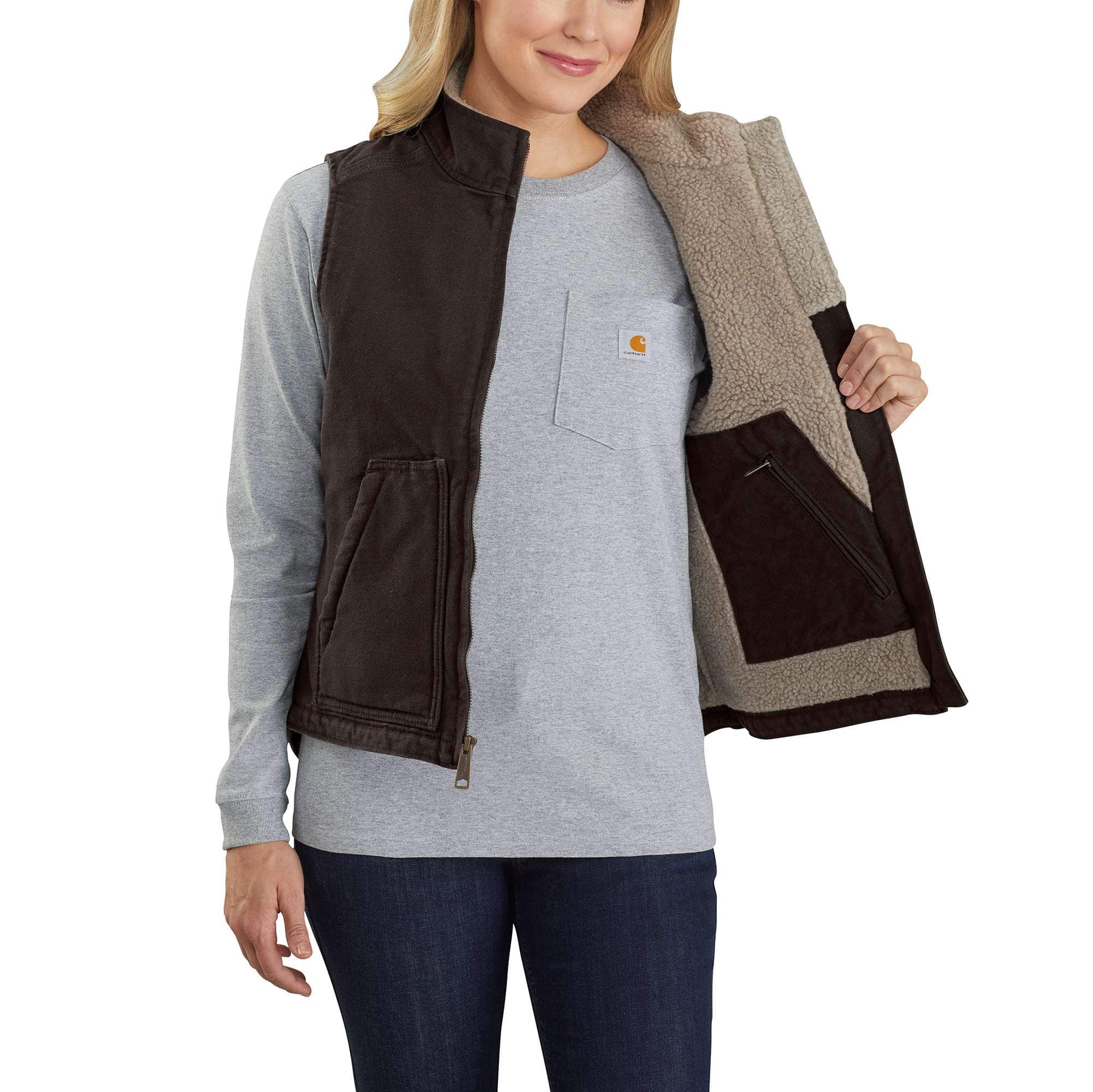 Women's Sherpa Lined Vest - Relaxed Fit - Washed Duck
