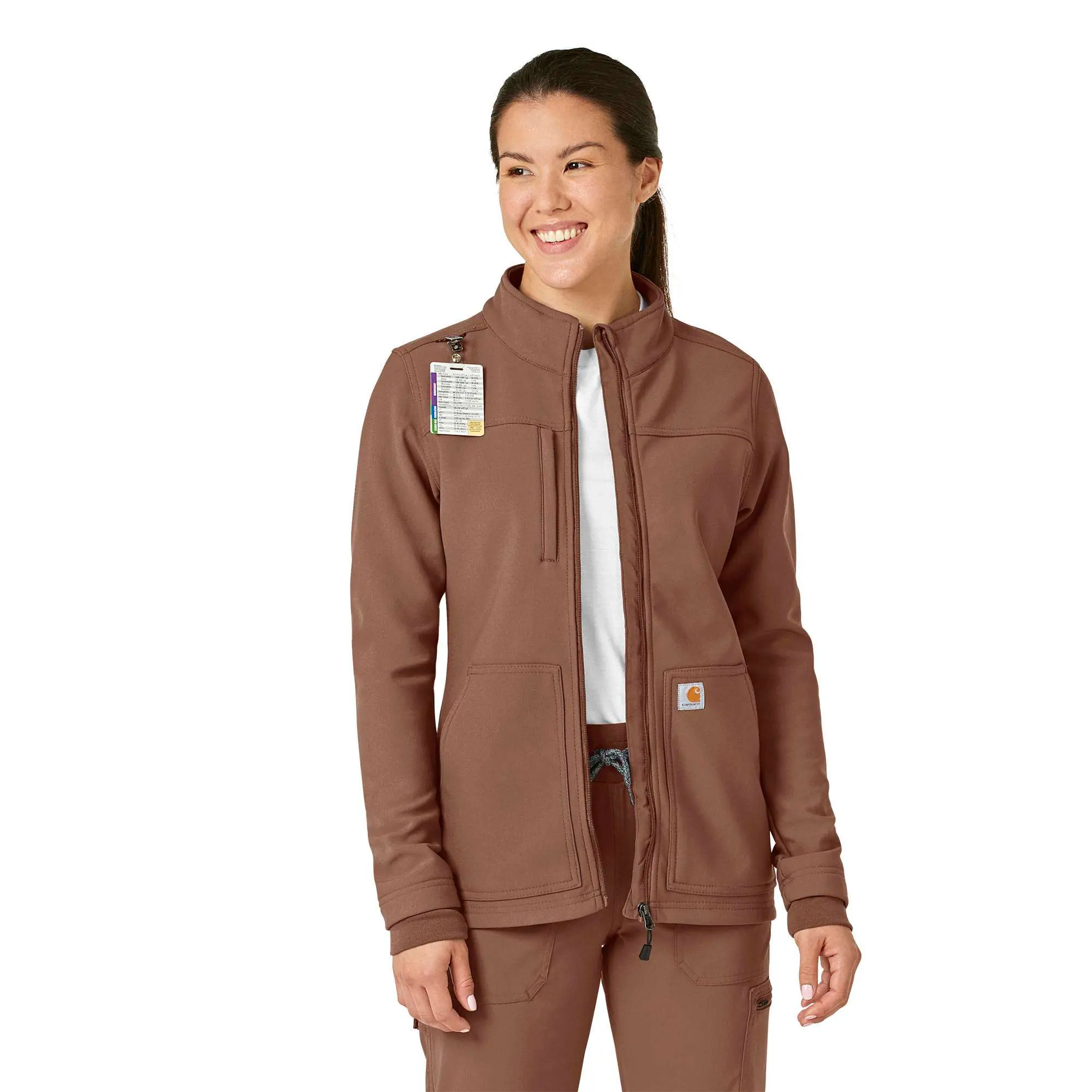 Women's Rugged Flex® Peak Bonded Fleece Scrub Jacket