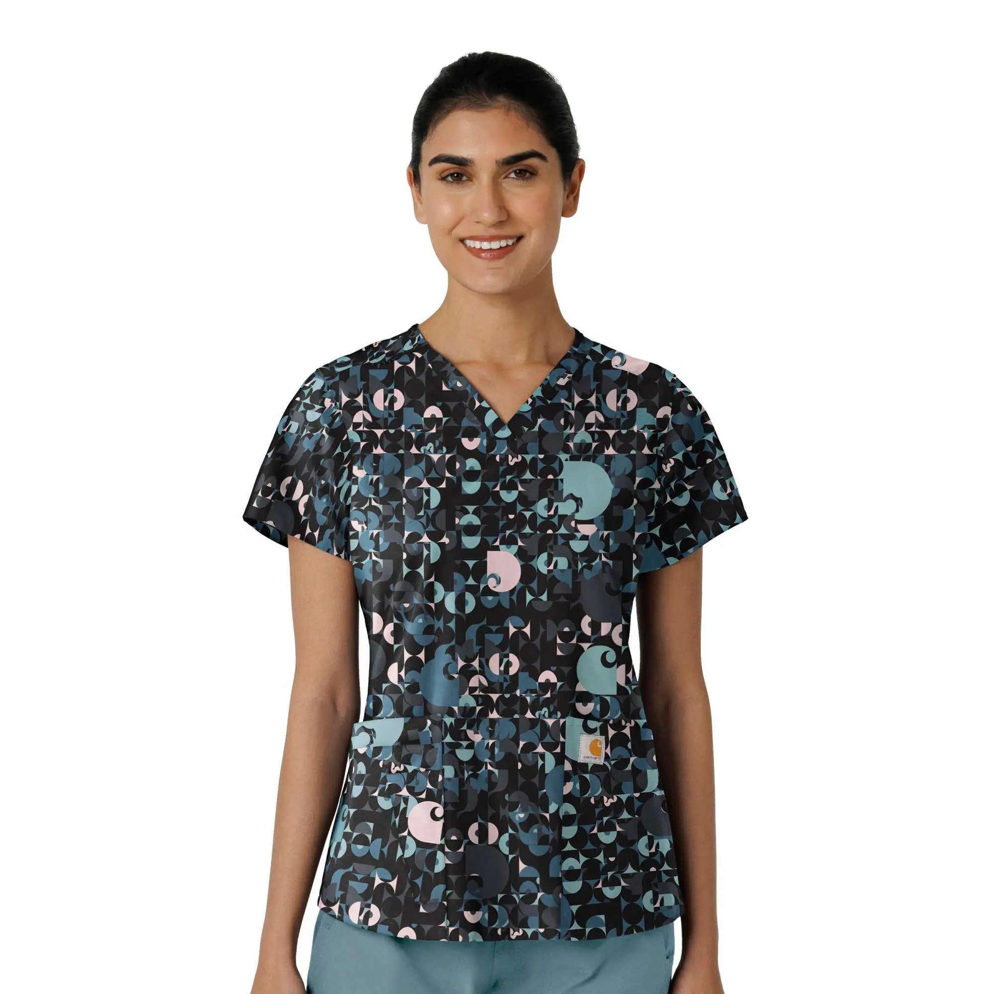 Women's Cross-Flex V-Neck Print Top