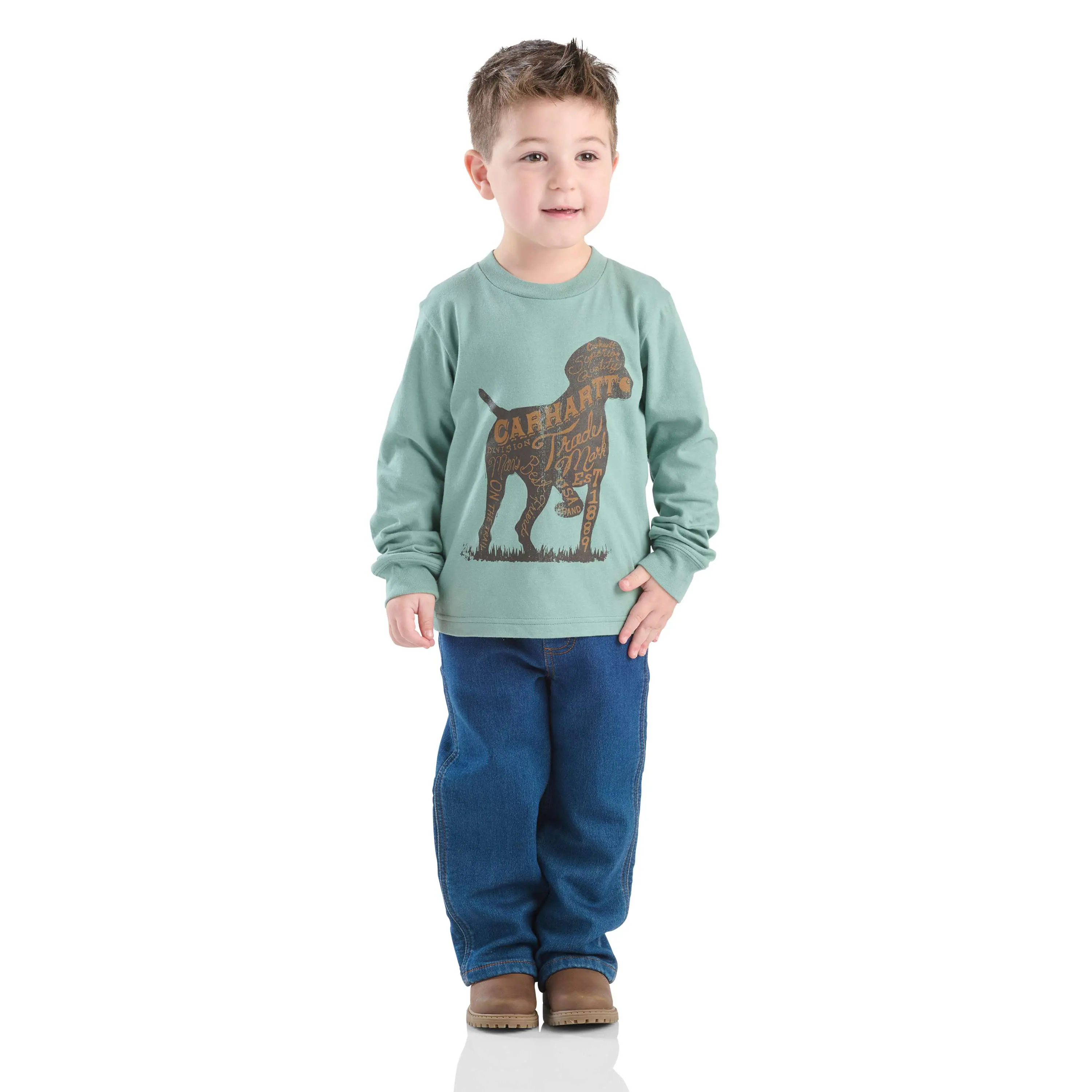 Boys' 2-Piece Long Sleeve Dog T-Shirt & Denim Pant Set (Toddler)