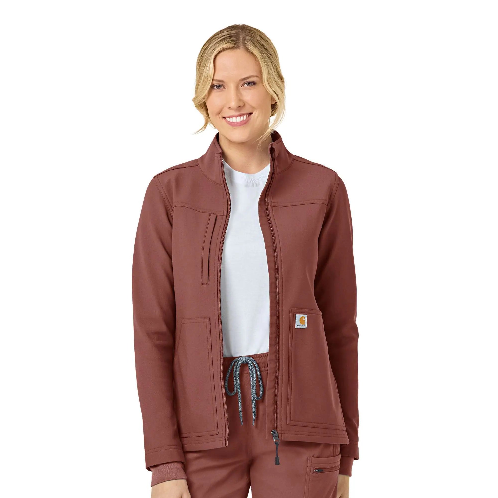 Women's Rugged Flex® Peak Bonded Fleece Scrub Jacket