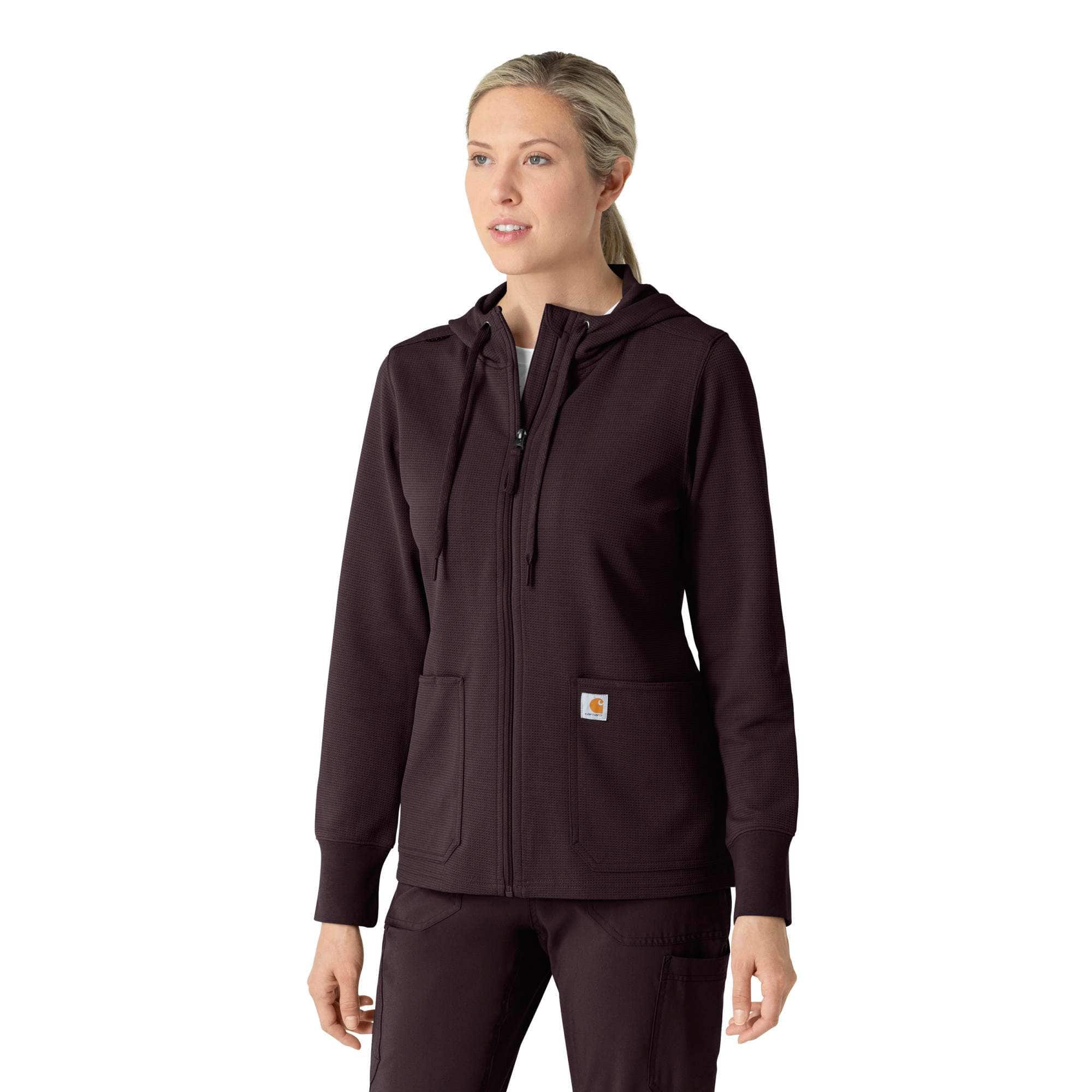Women's Full Zip Waffle Scrub Hoodie