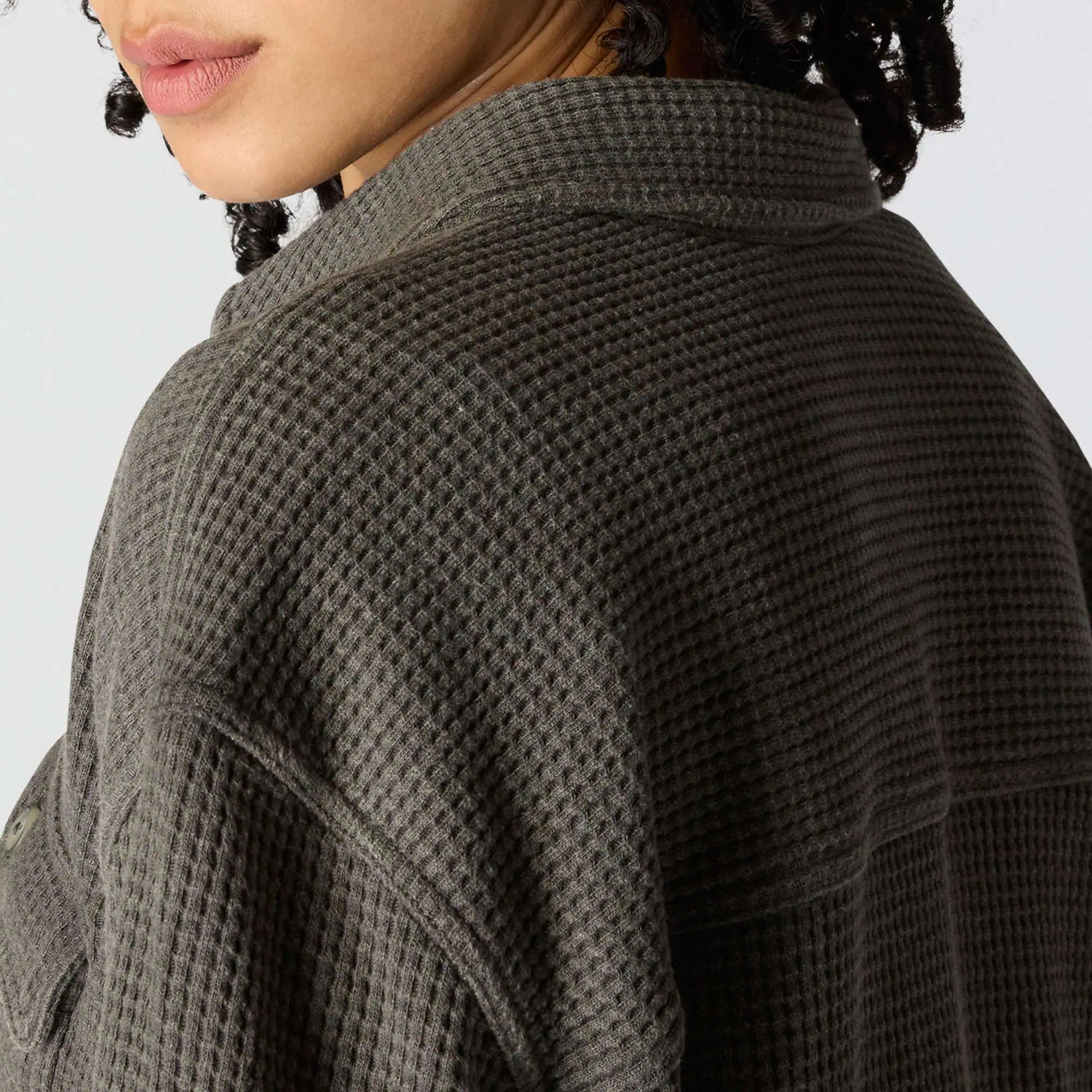 Women's Oversized-Fit Heavyweight Waffle Knit Shirt