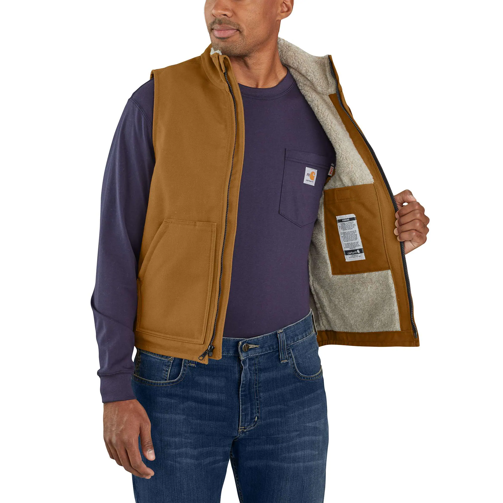Flame-Resistant Duck Sherpa Lined Vest