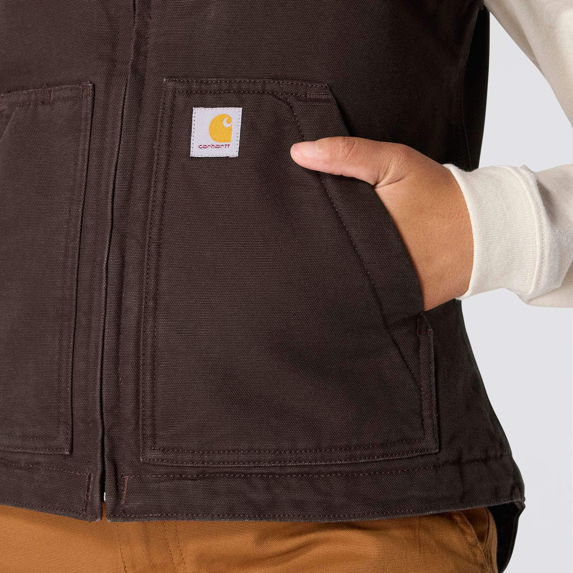 Women's Sherpa Lined Vest - Relaxed Fit - Washed Duck