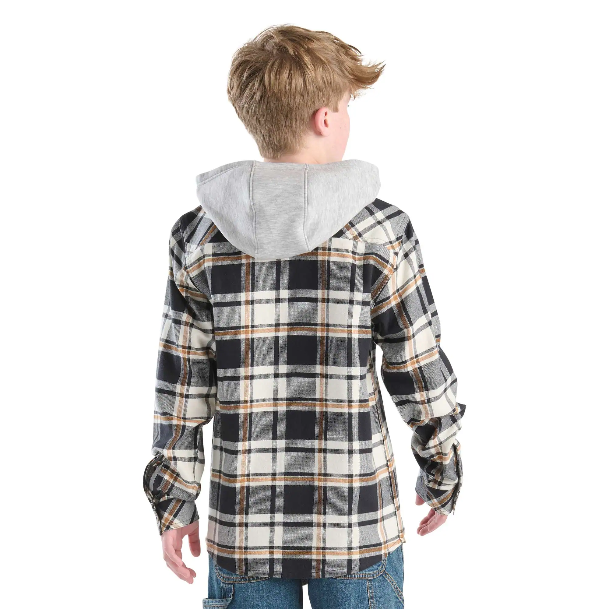 Boys' Long Sleeve Hooded Flannel Button-Front Shirt (Child/Youth)