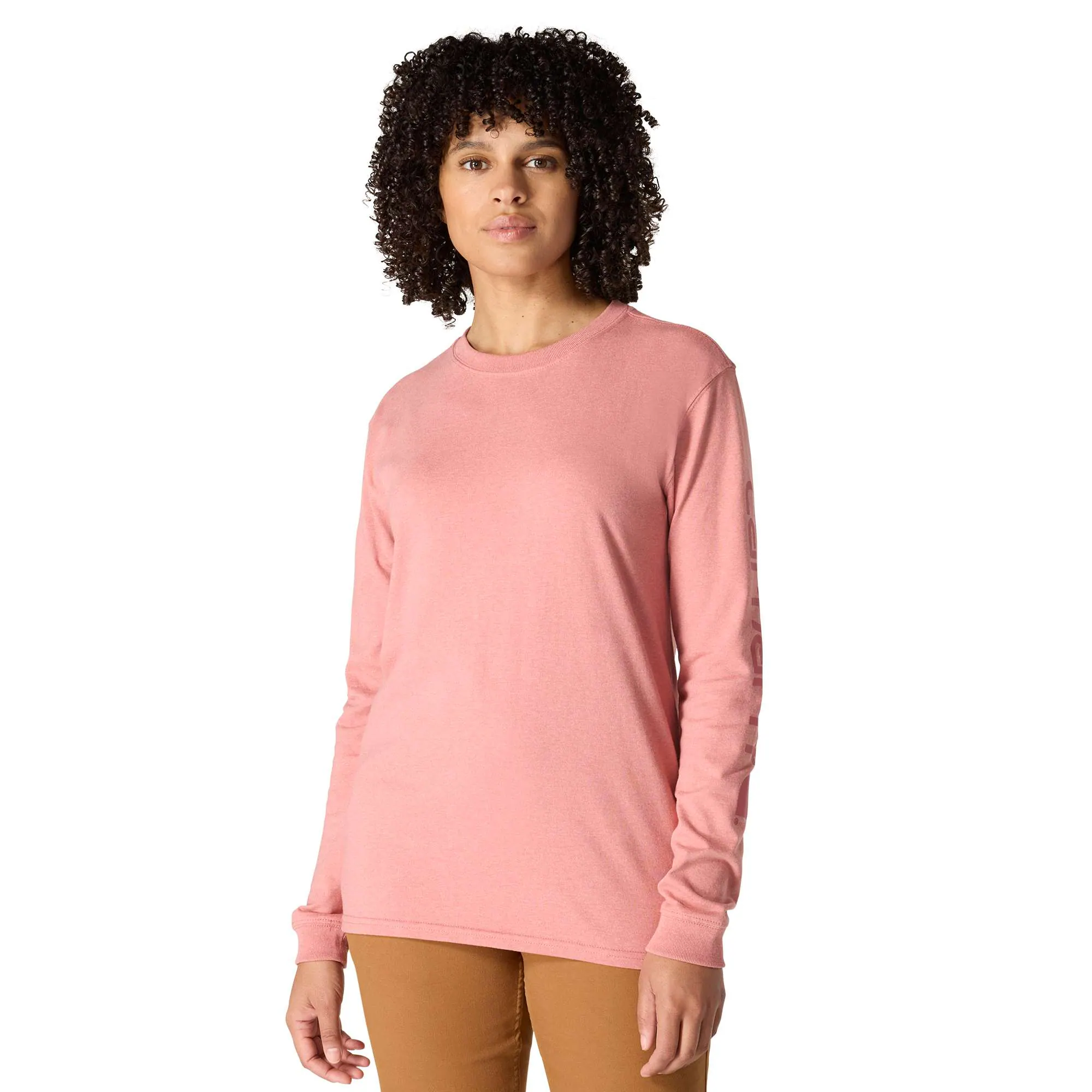 Women's Loose Fit Heavyweight Long-Sleeve Logo Sleeve Graphic T-Shirt