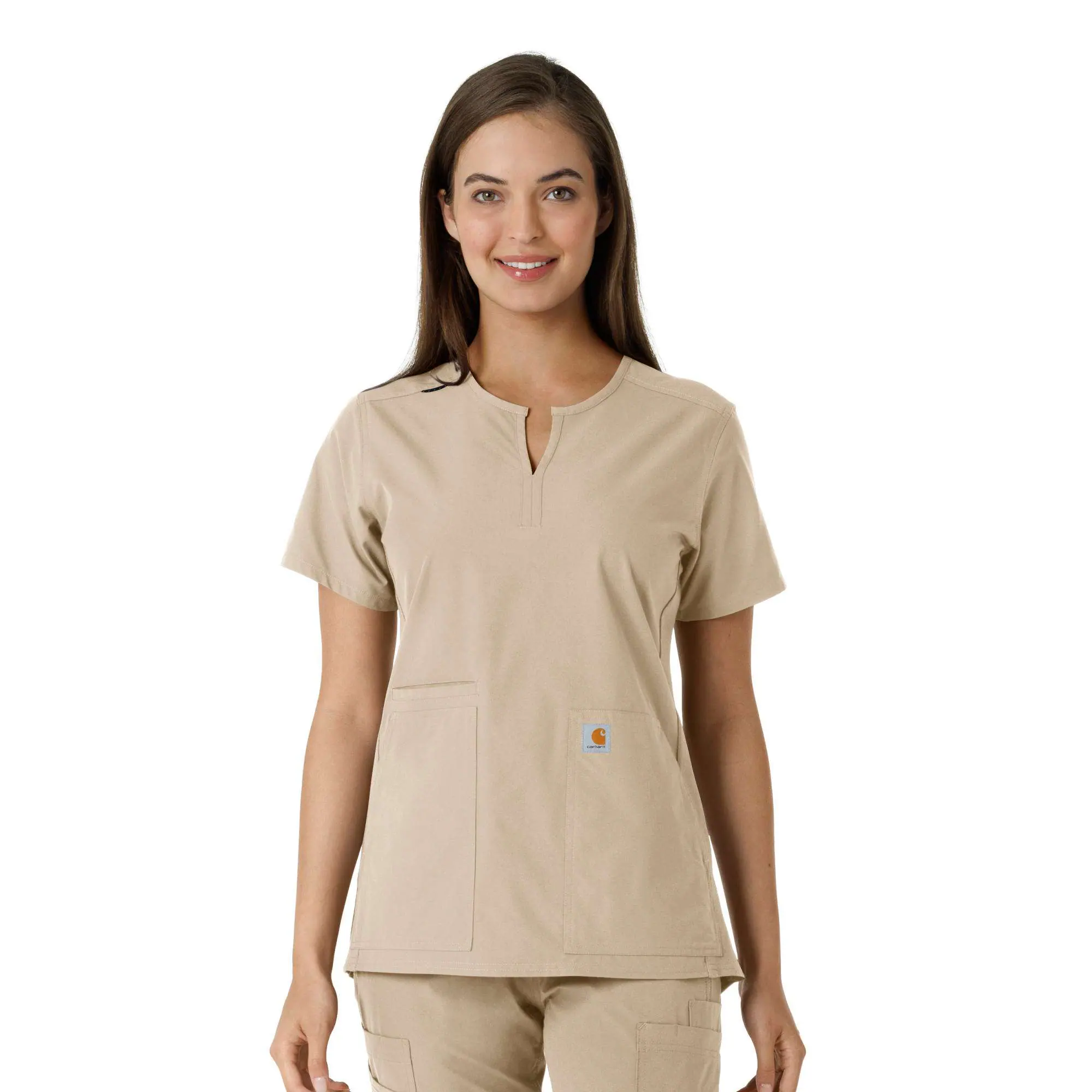 Women's Force Essentials Notch Neck Tunic Knit Panel Scrub Top
