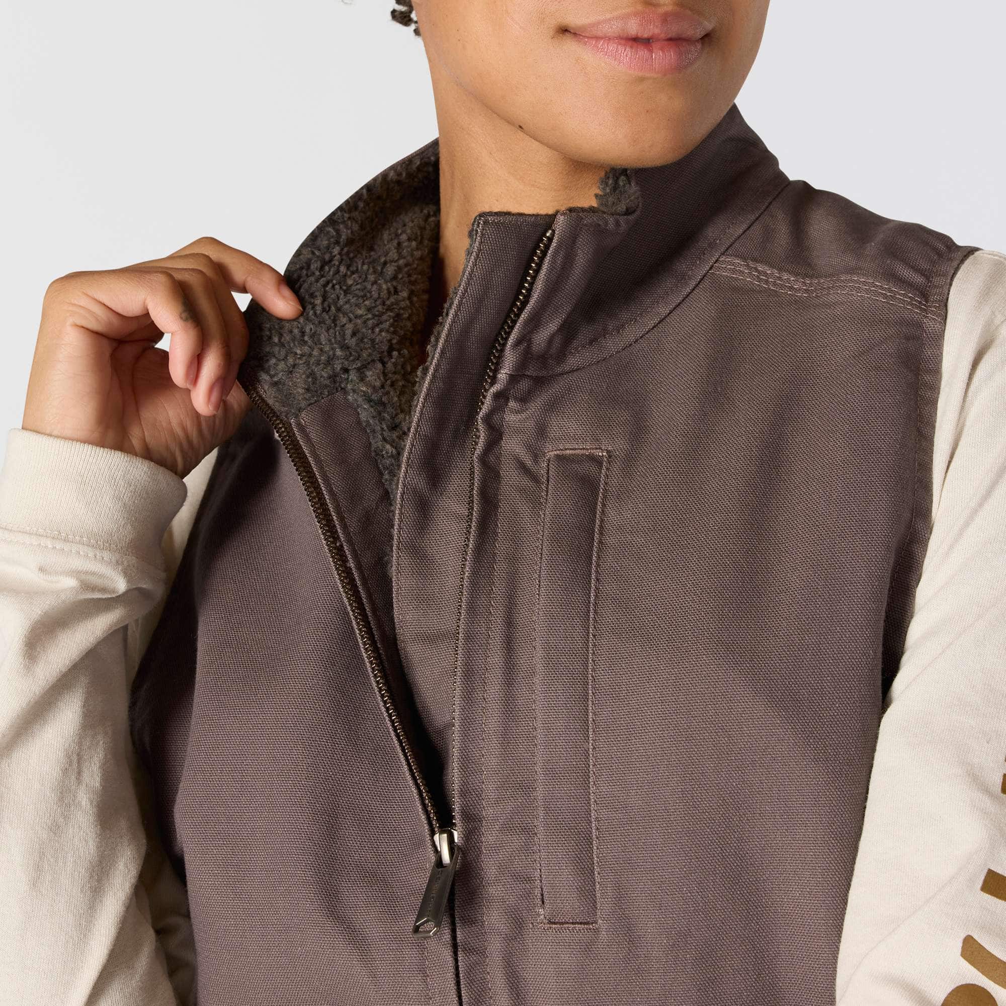 Women's Sherpa Lined Vest - Relaxed Fit - Washed Duck