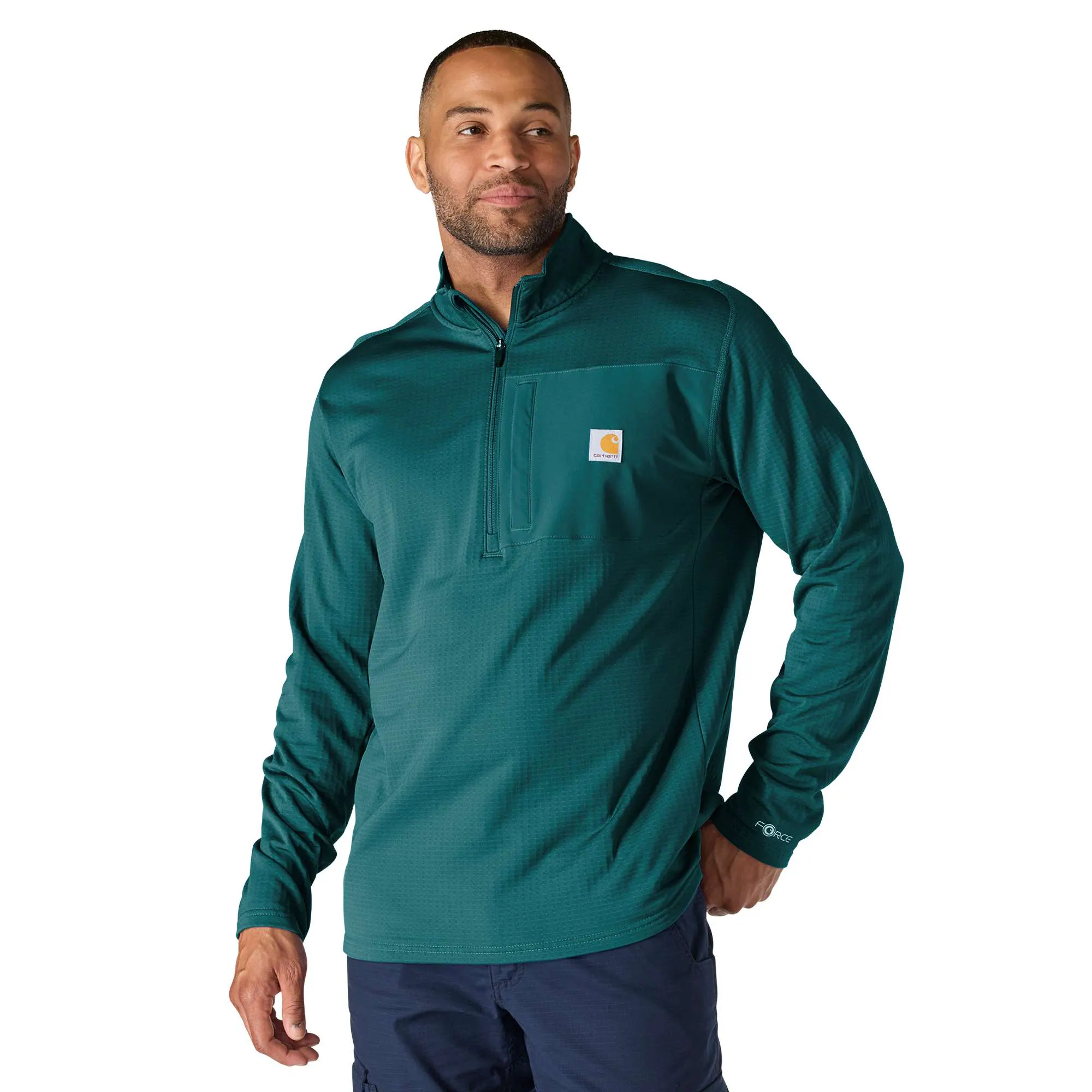 Carhartt Force® Relaxed Fit Mock Neck Half-Zip Fleece-Lined Shirt