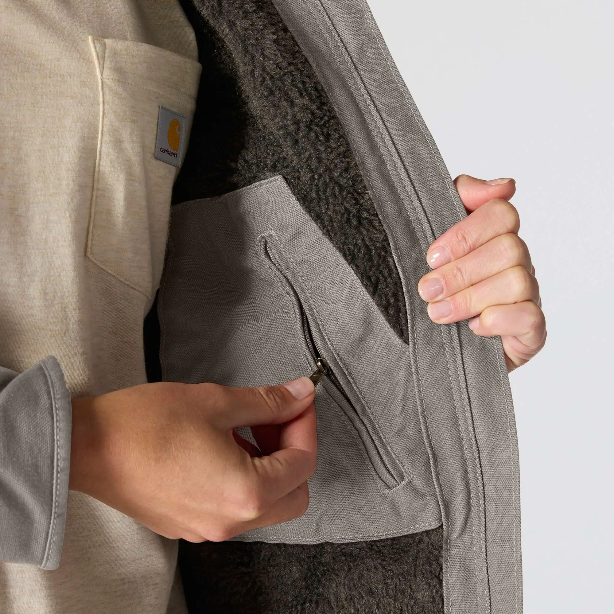 Women's Sherpa Lined Jacket - Loose Fit - Washed Duck - 3 Warmest Rating