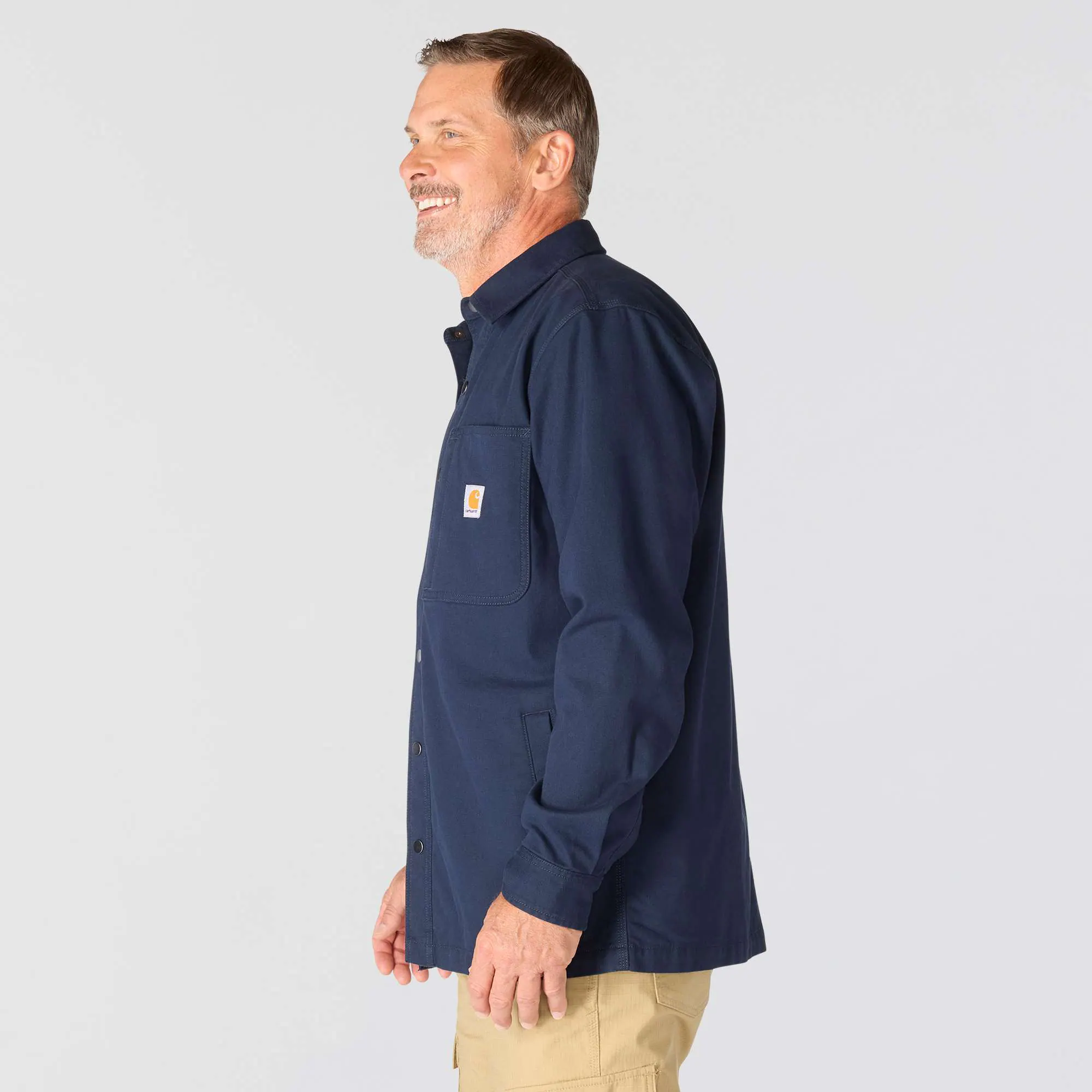 Rugged Flex® Relaxed Fit Canvas Fleece-Lined Snap-Front Shirt Jac