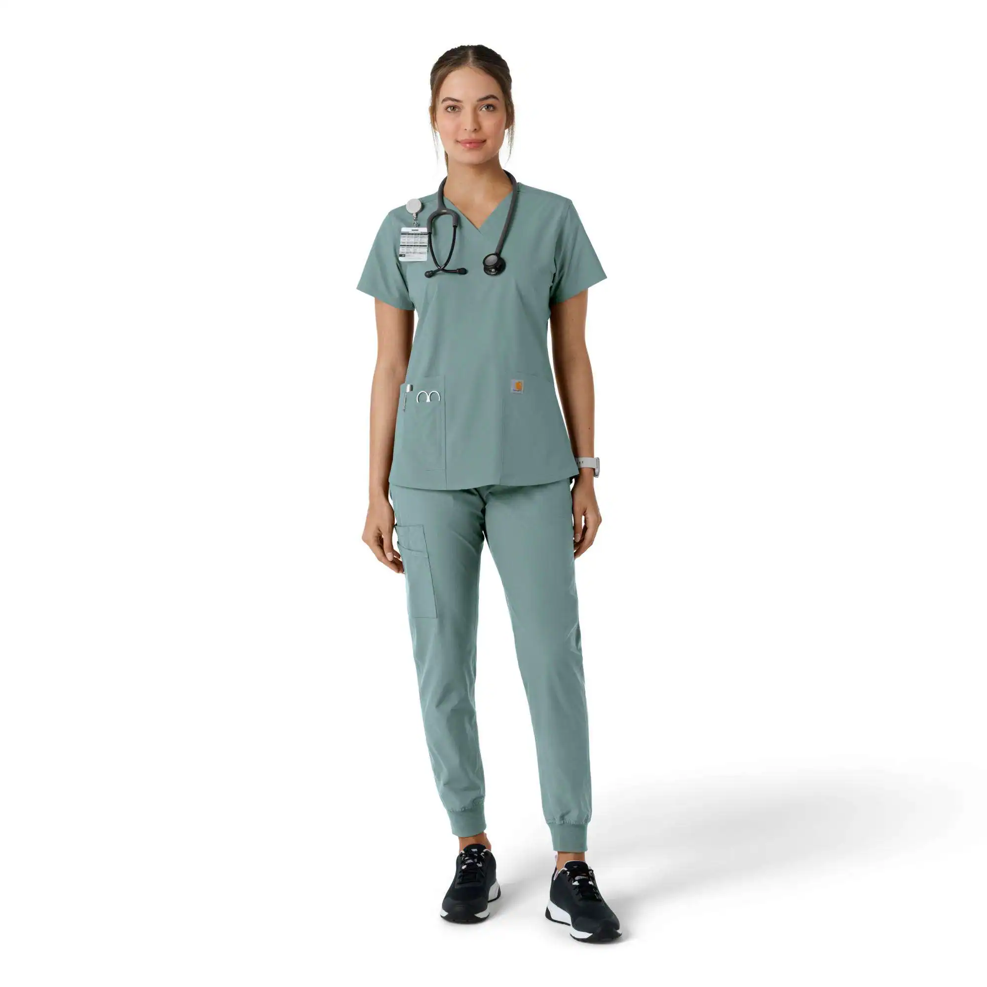 Women's Force Essentials V-Neck Knit Panel Scrub Top