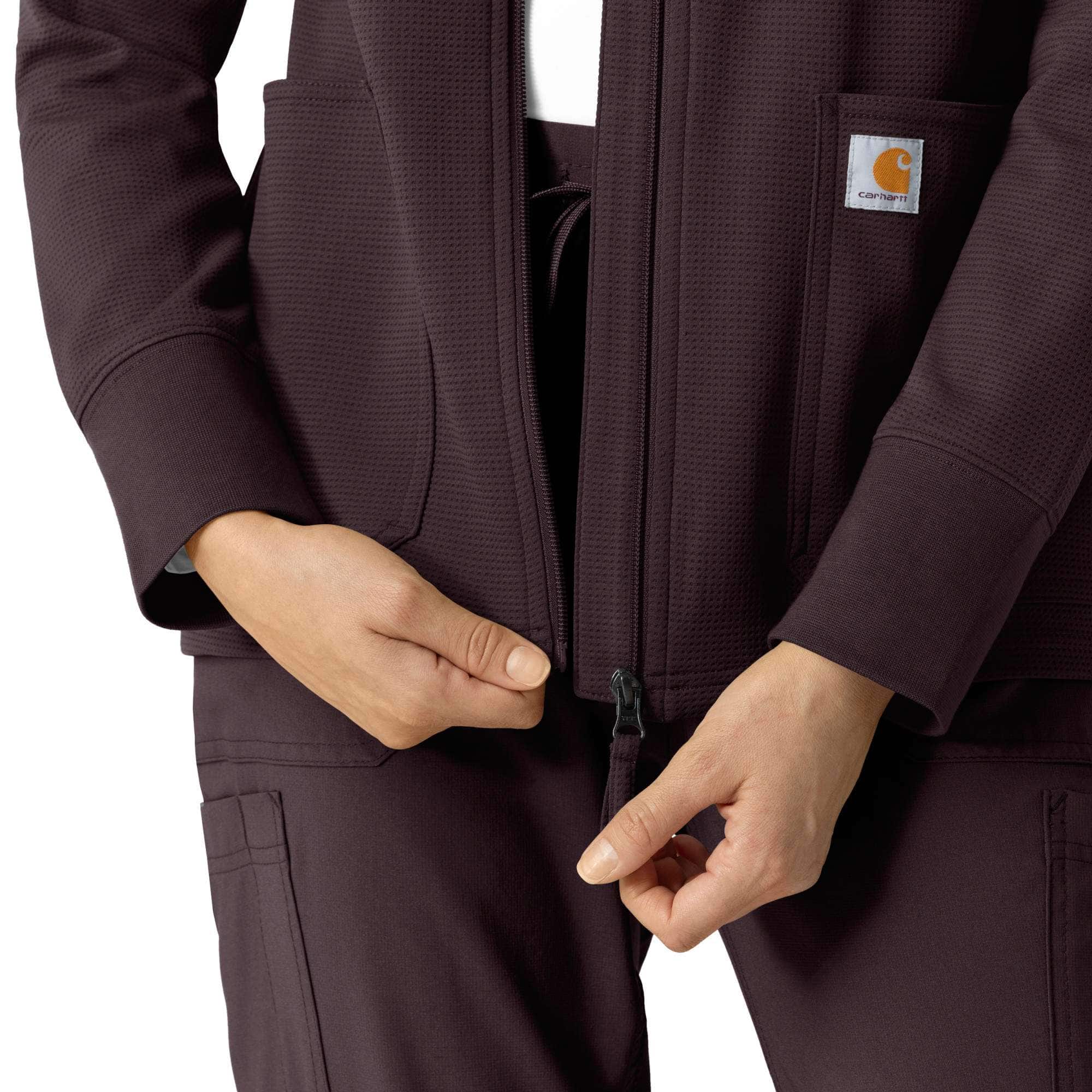 Women's Full Zip Waffle Scrub Hoodie