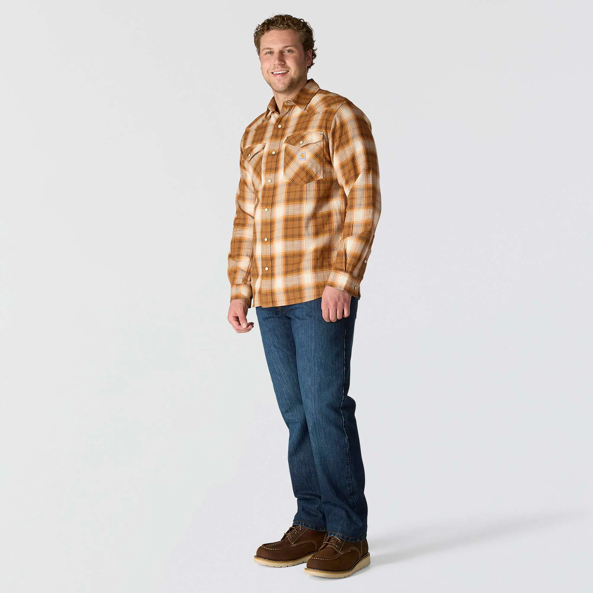 Montana Rugged Flex™ Relaxed Fit Lightweight Long-Sleeve Snap-Front Plaid Shirt